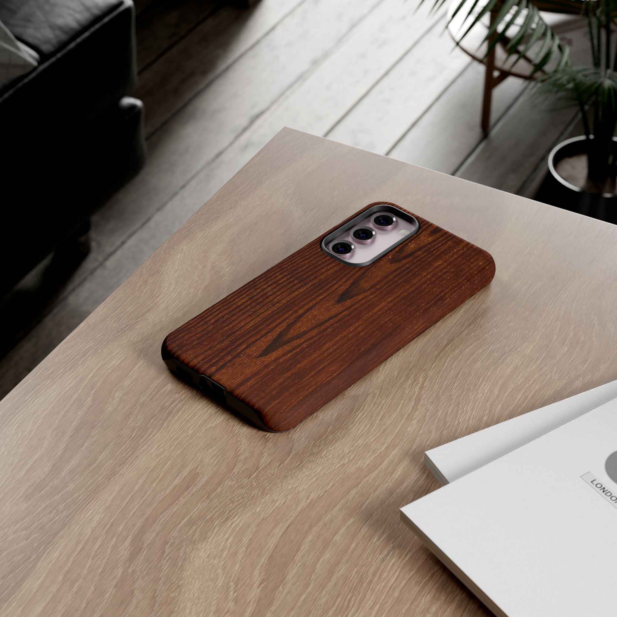 Phone Case in Fine Wood Grain Design with rustic, rugged good looks with toughness and durability for UV and impact resistance protection