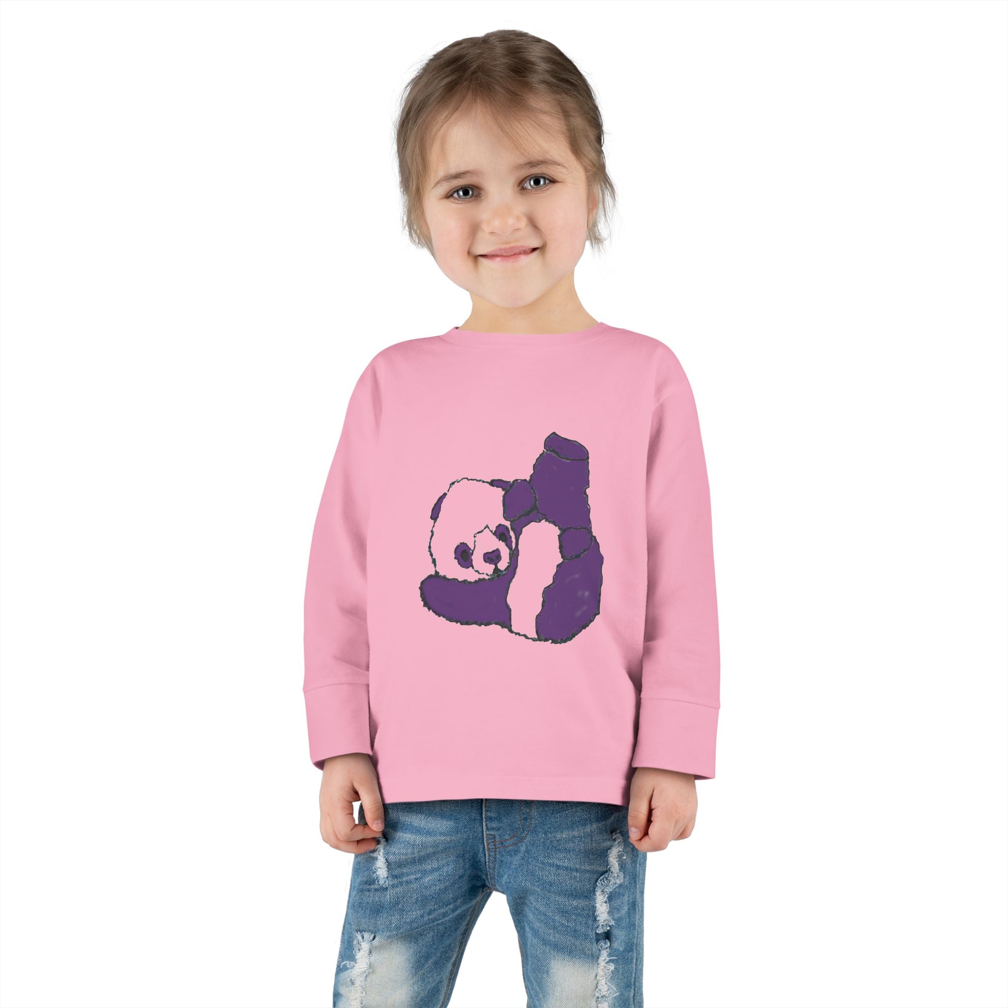 Toddler Long Sleeve Tee - Adorable Purple Panda