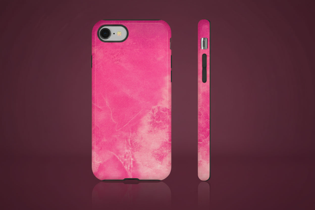 Hot Pink marble-patterned phone case design with UV Protection