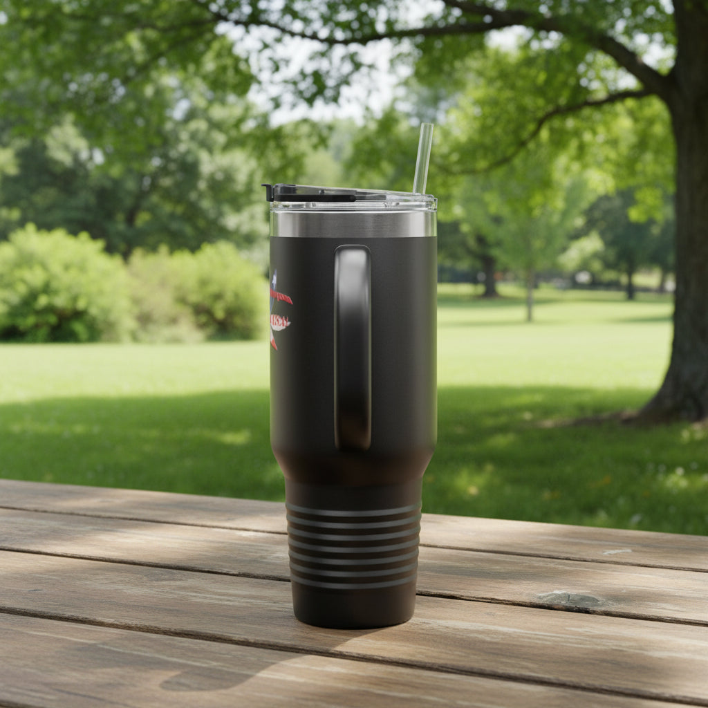 Black Stainless Steel Tumbler non leak lid and straw with large C handle