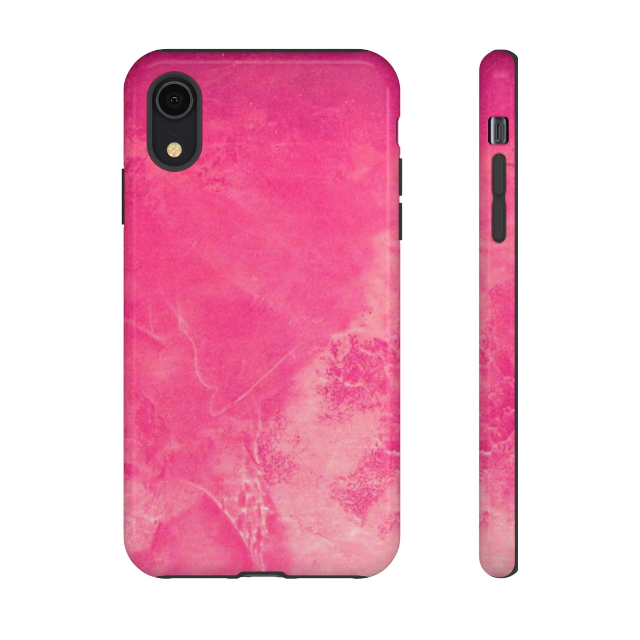 phone case in glossy or matte Hot Pink Marble Design with UV and impact resistance protection