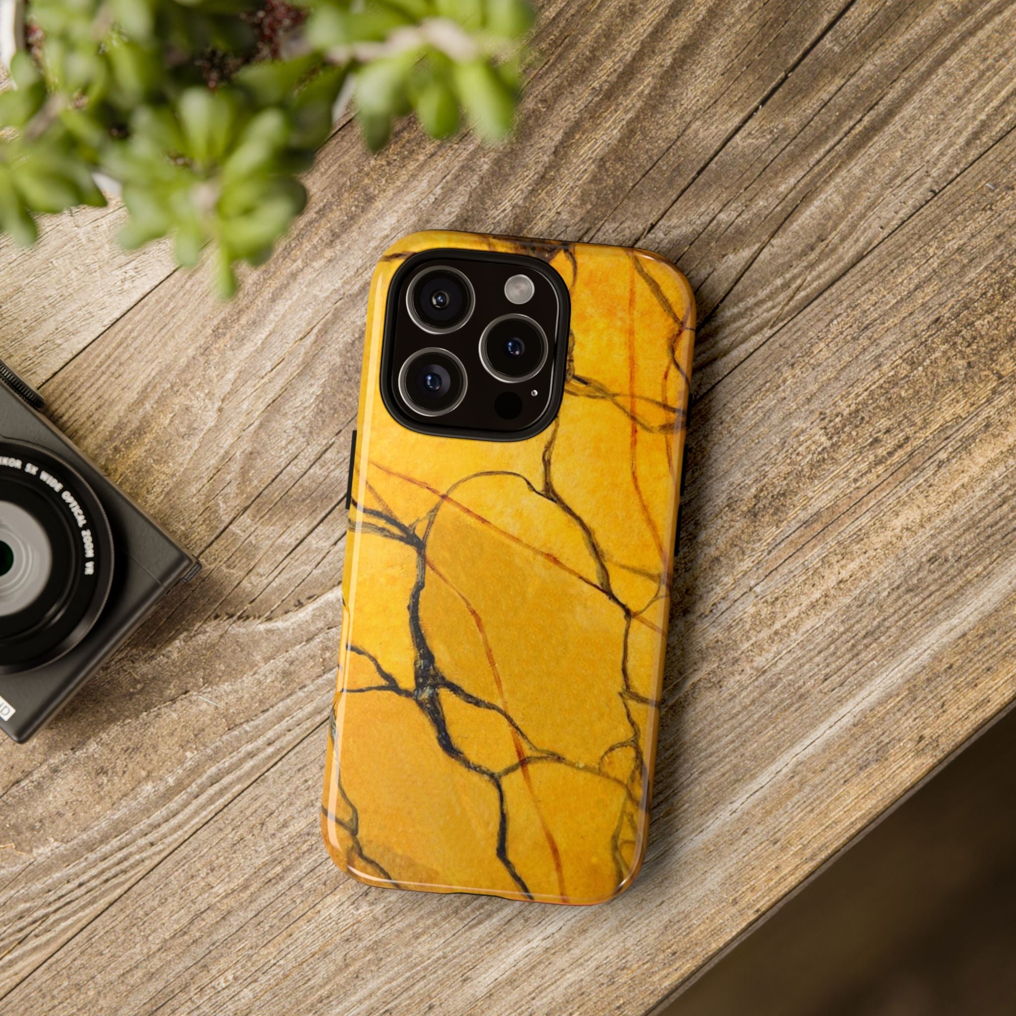 phone case in eye catching gold marble design in glossy or matte finish with silicone lining and hard shell for impact and UV resistance