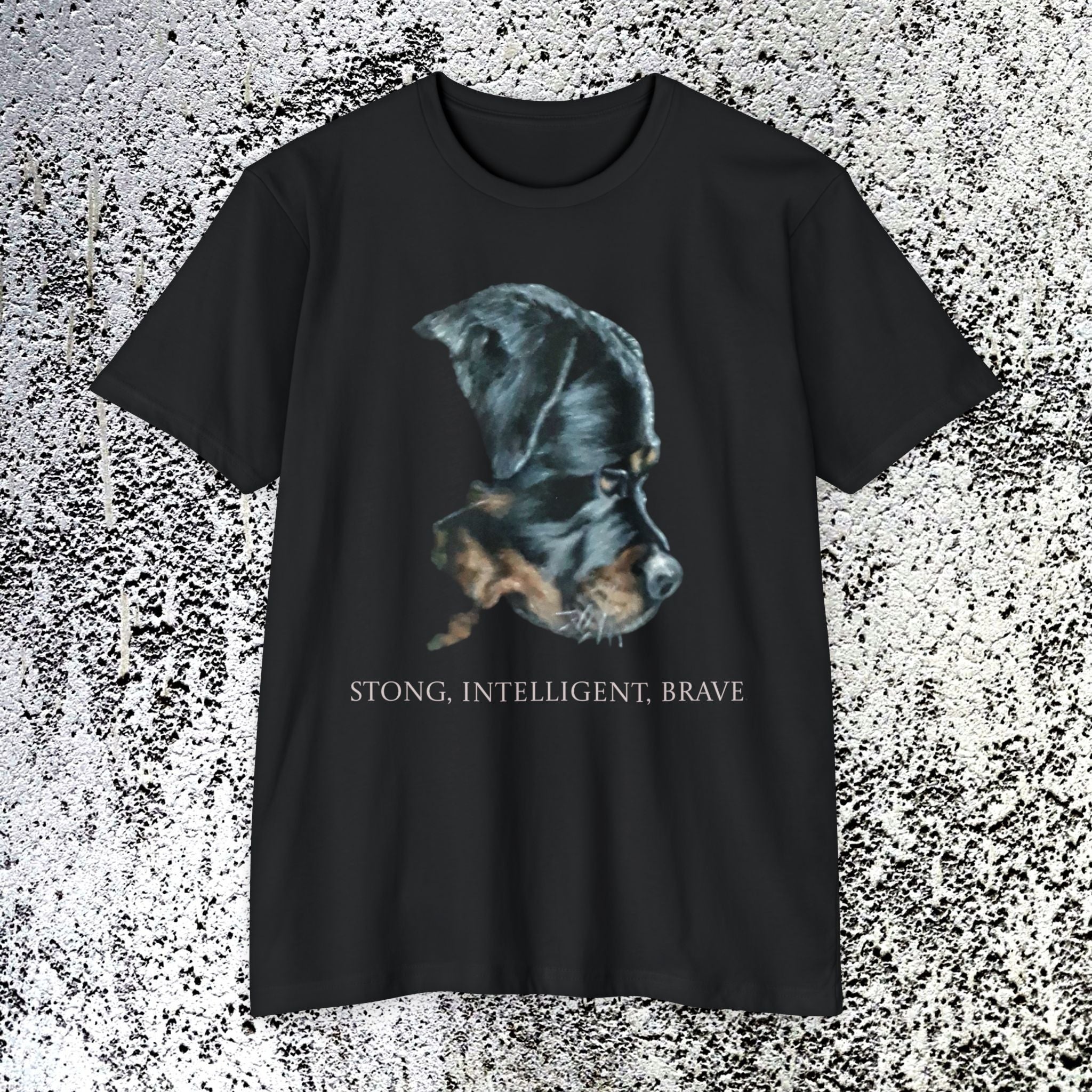 Rottweiler Portrait T-Shirt with Strong, Brave Intelligence