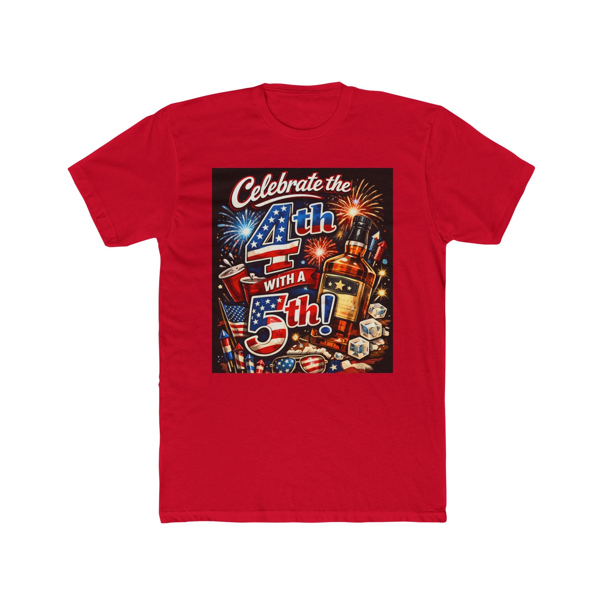 4th of July Beer T-Shirt — "Celebrate the 4th with a 5th" Patriotic BBQ Tee