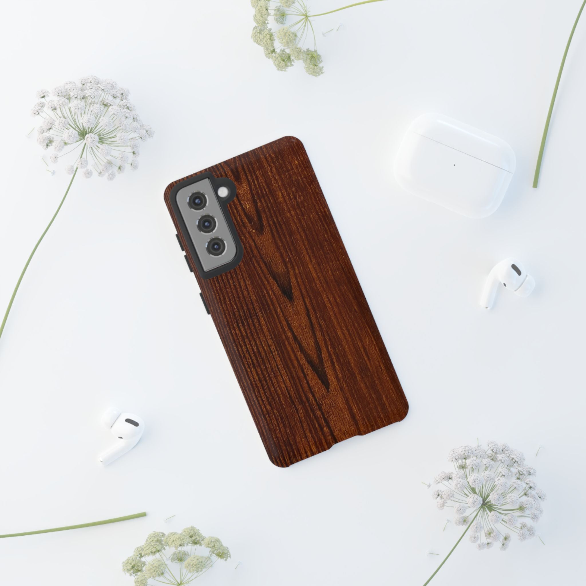 Phone Case in Fine Wood Grain Design with rustic, rugged good looks with toughness and durability for UV and impact resistance protection