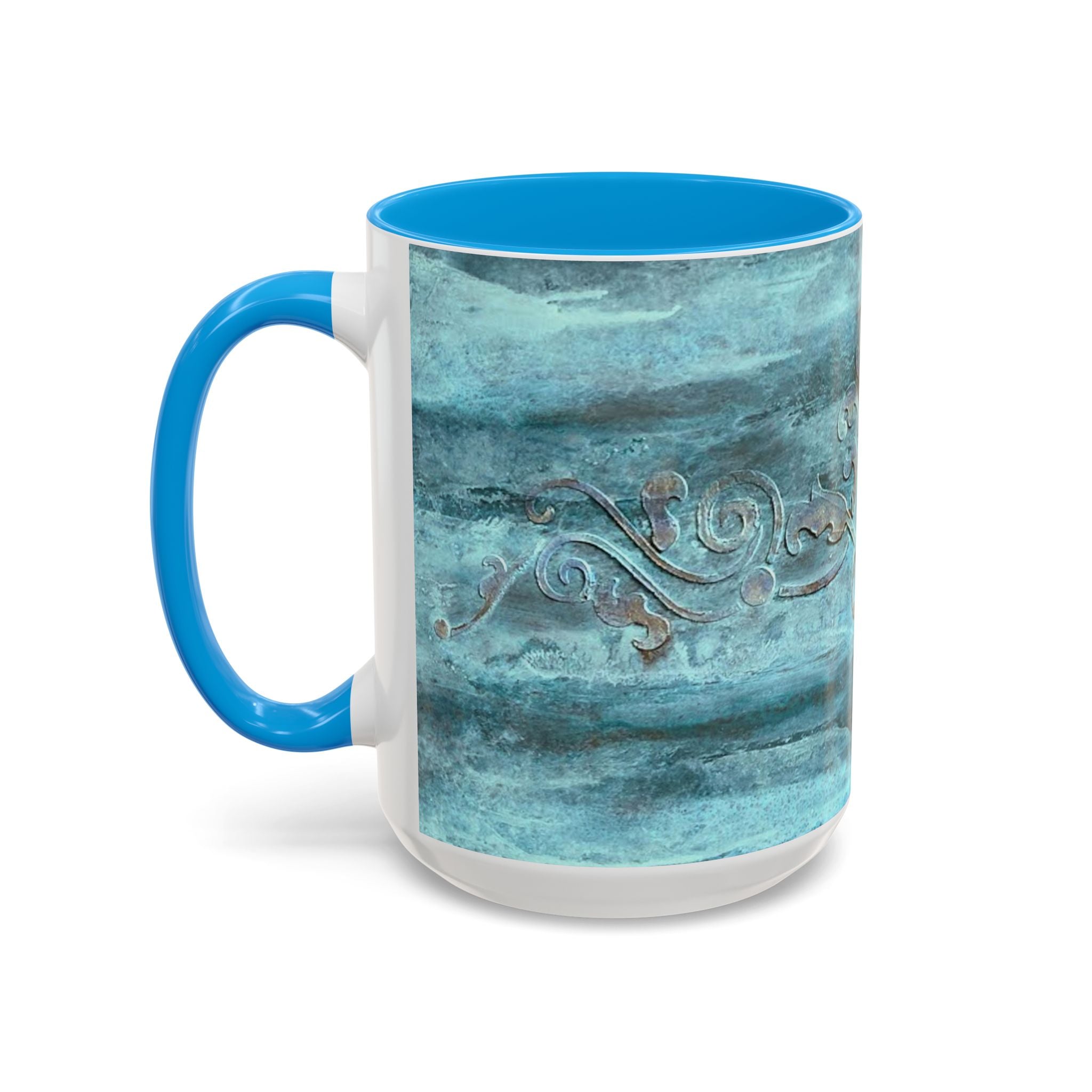 Mugs - Artistically painted with scrolled design 15oz & 11oz by Studio Blitz