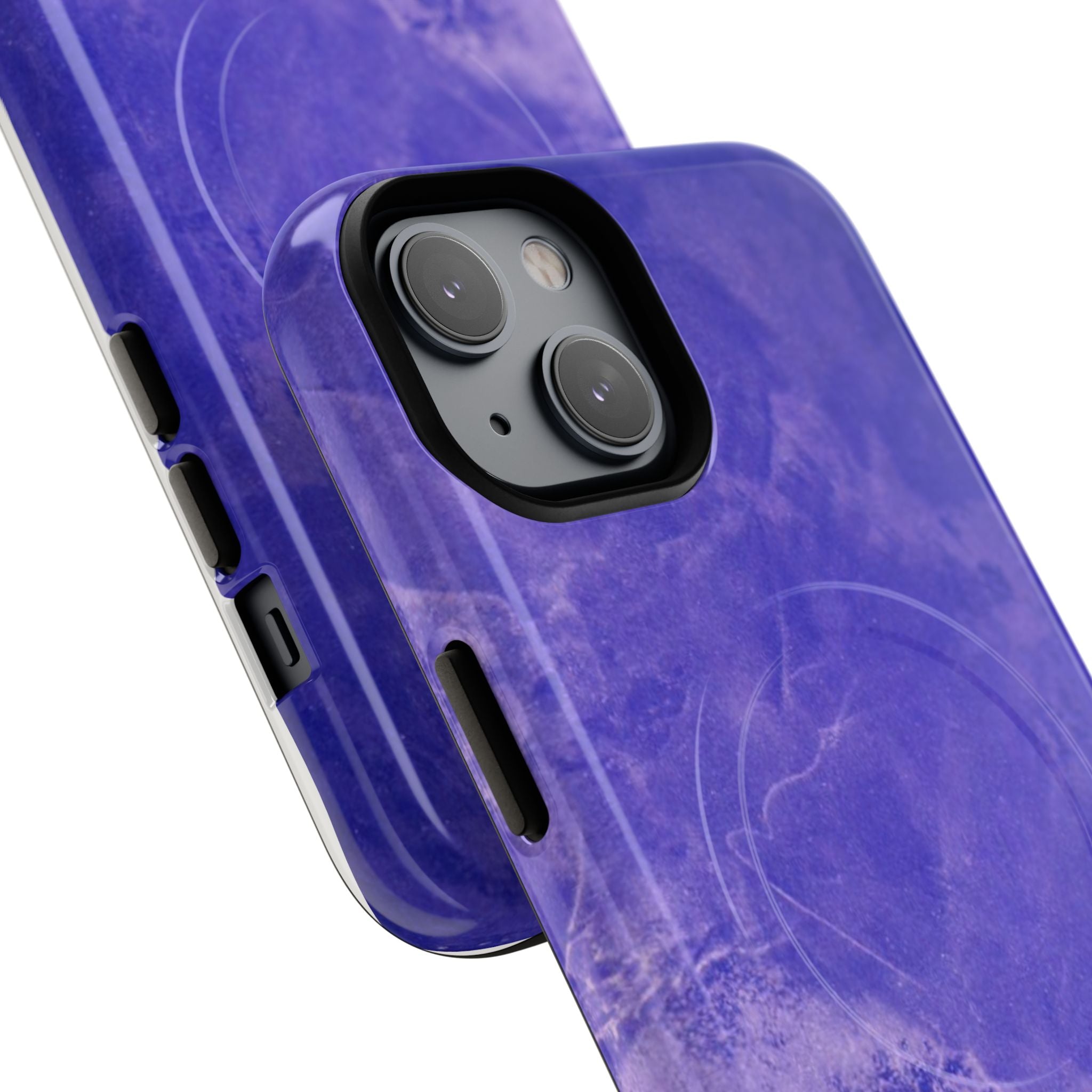 Magnetic iphone case in Blue abstract design with dual layers for toughness and compatible with MagSafe Accessories