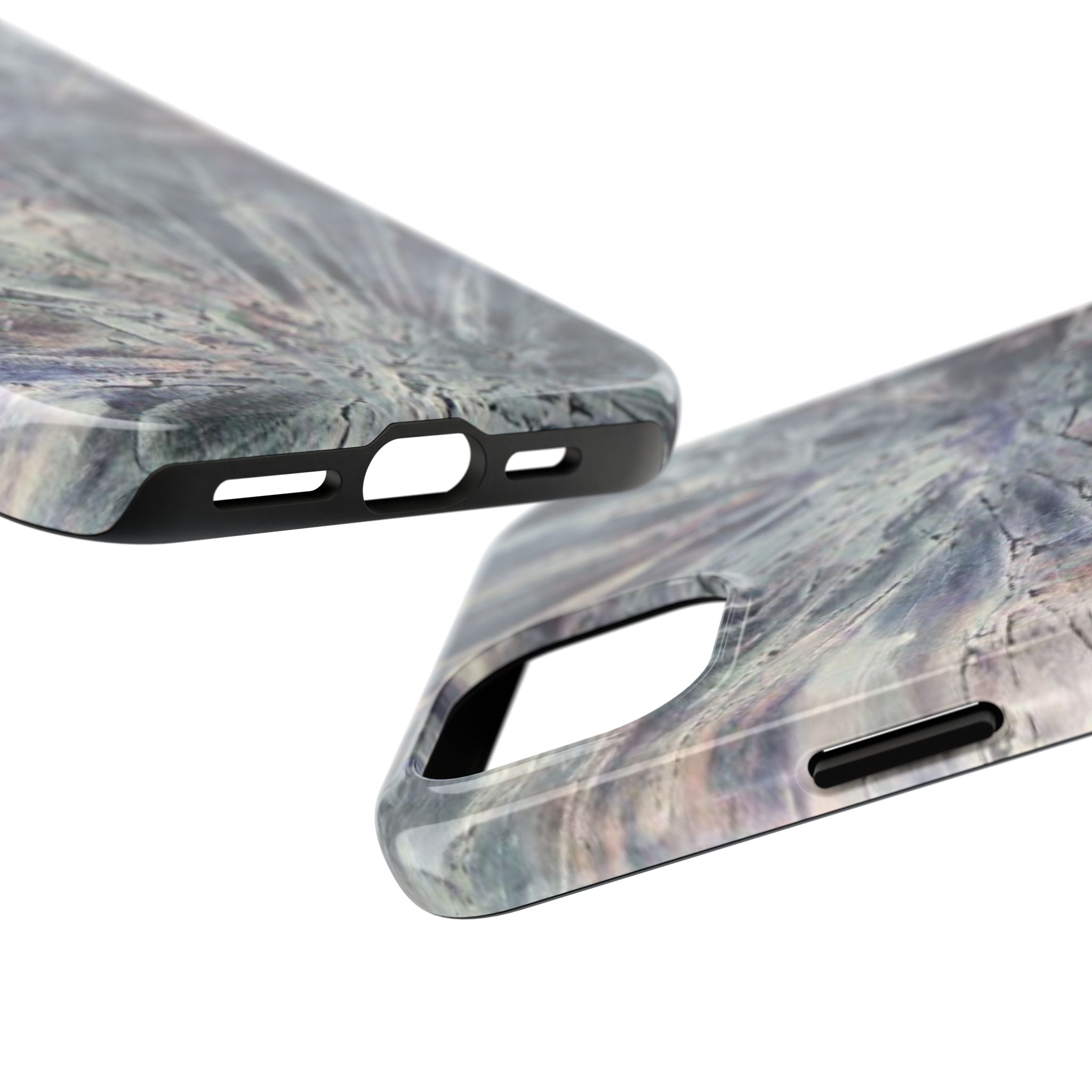 Phone case in abstract bursts of silver crystal design with rubber lining for strong impact and UV protection