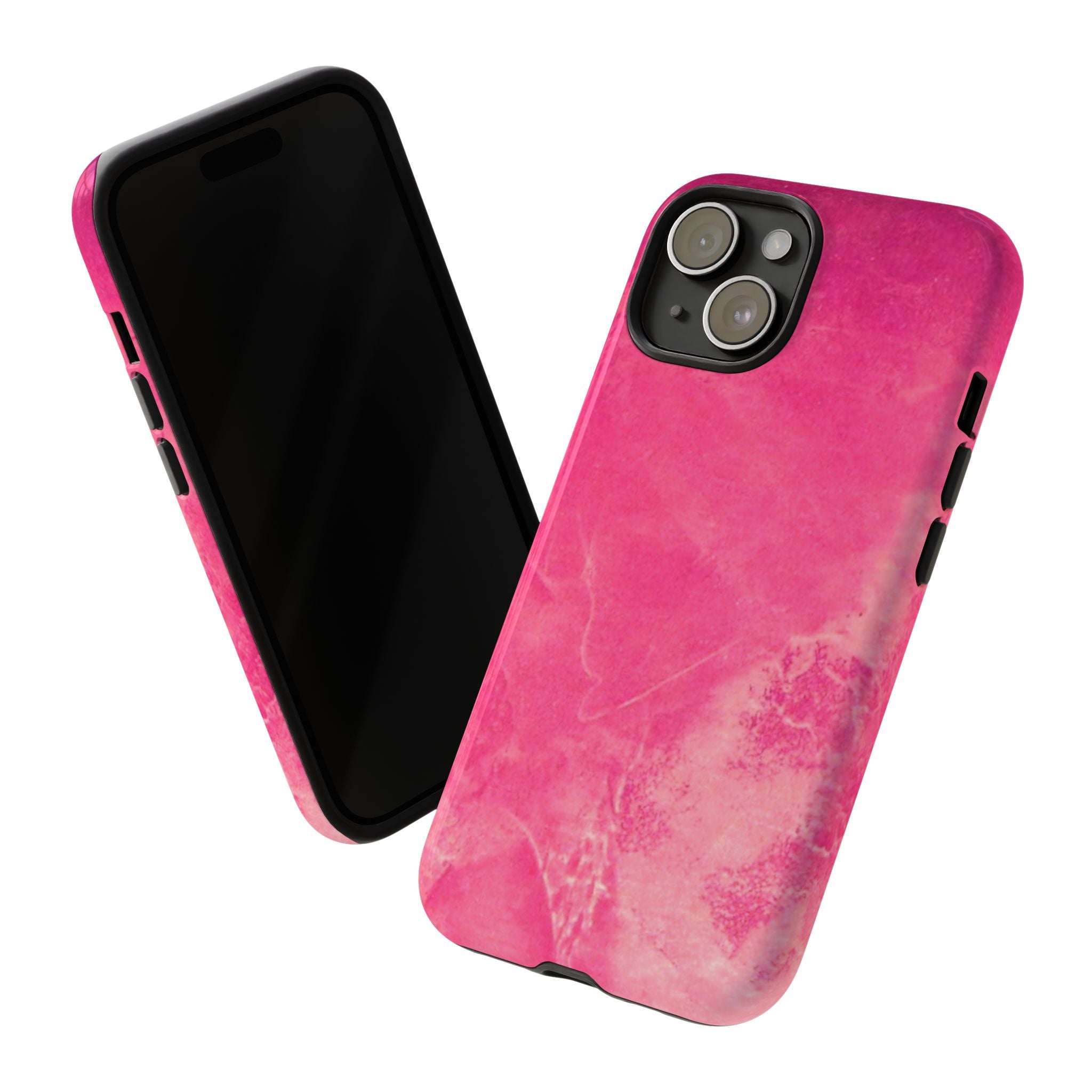 phone case in glossy or matte Hot Pink Marble Design with UV and impact resistance protection