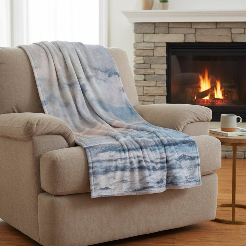 50 x 60 Beautiful Ocean Sunrise Scene - peaceful and Plush Throw