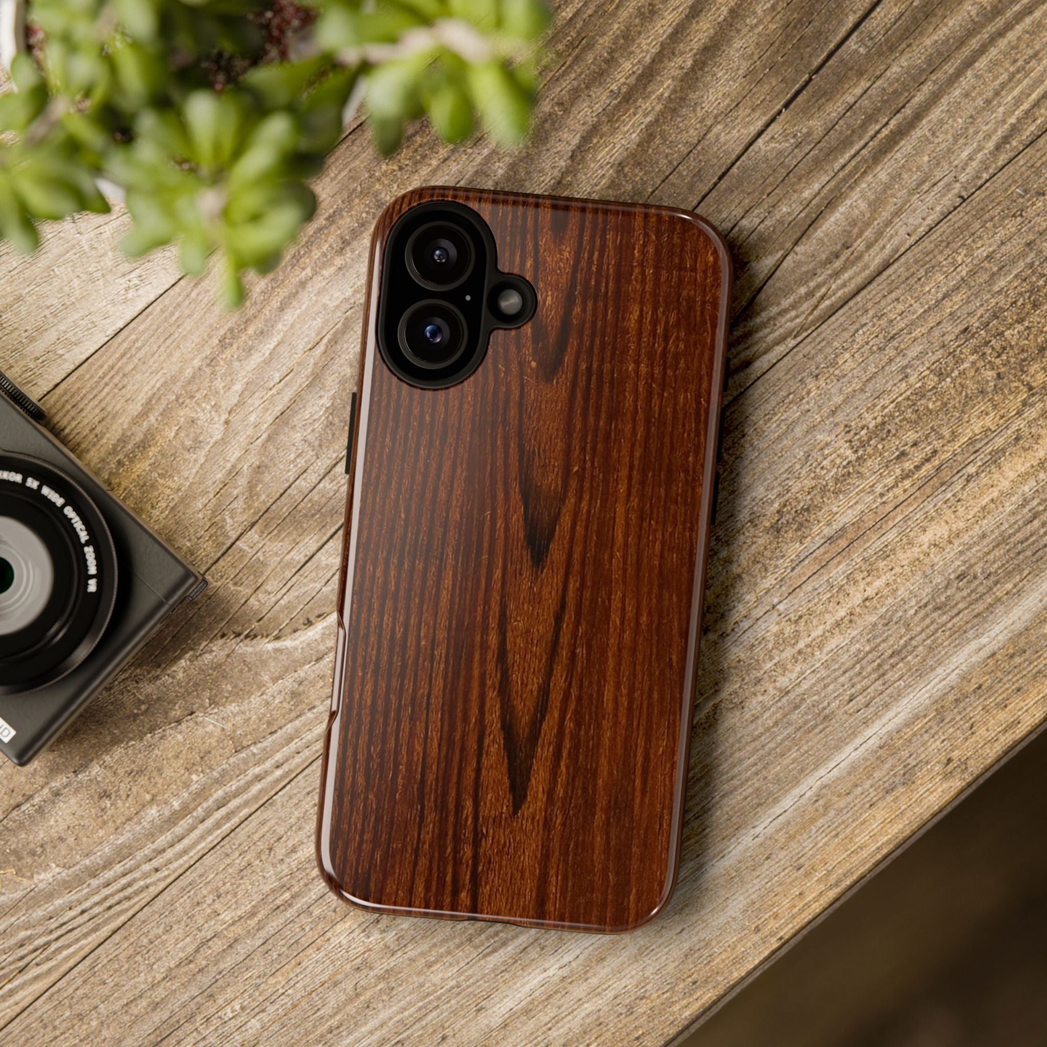 Phone Case in Fine Wood Grain Design with rustic, rugged good looks with toughness and durability for UV and impact resistance protection