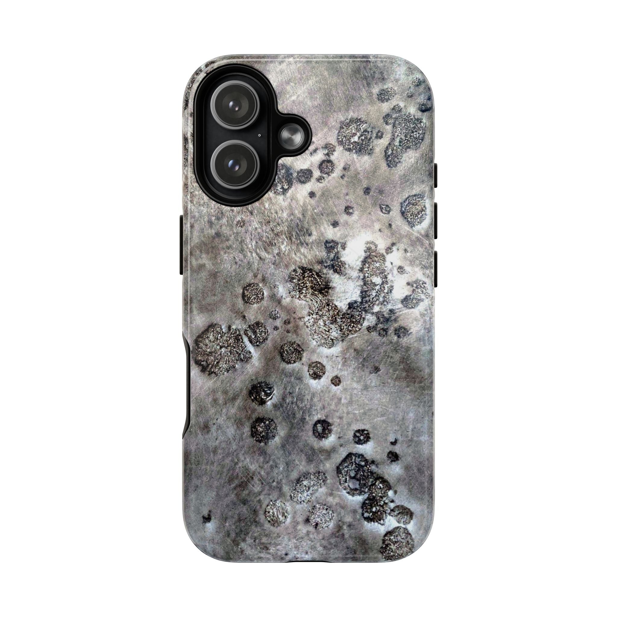 Magnetic iphone case with a Lunar Moon Rock Design is as tough as it looks with 2 layer shell compatible with MagSafe Accessories