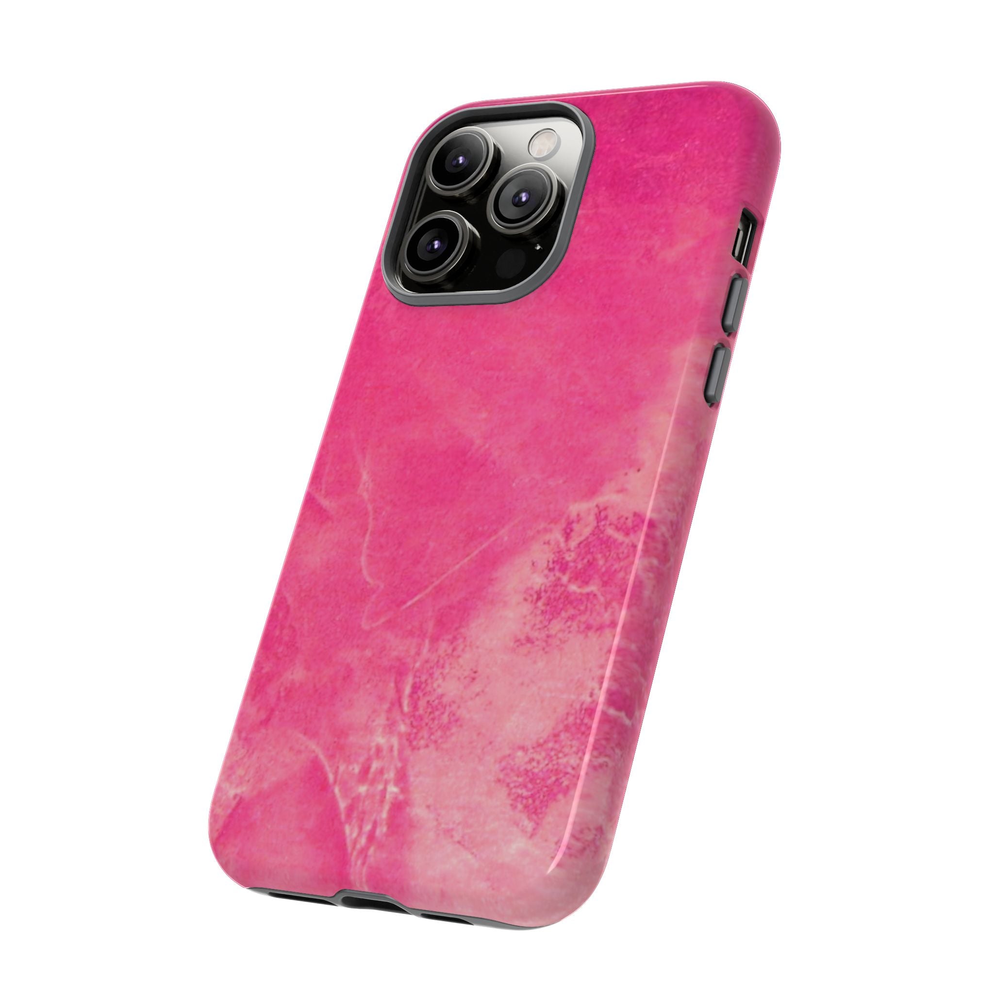 phone case in glossy or matte Hot Pink Marble Design with UV and impact resistance protection