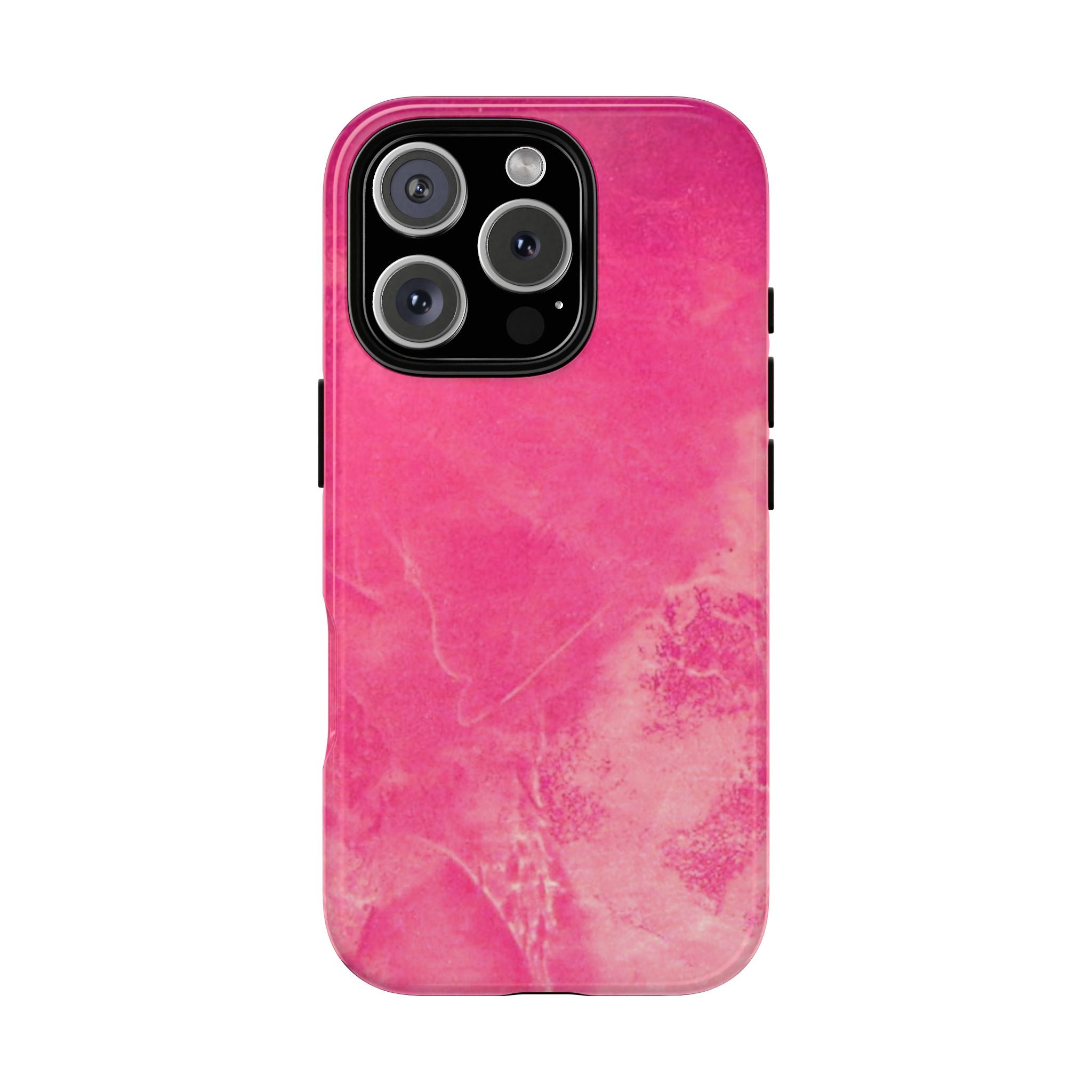 phone case in glossy or matte Hot Pink Marble Design with UV and impact resistance protection