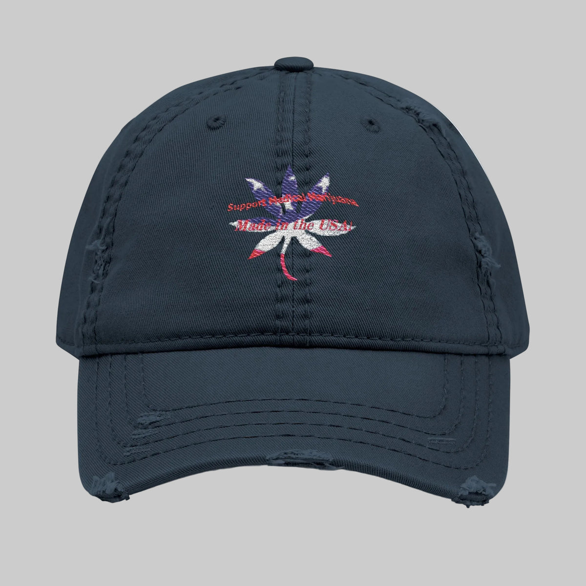 Distressed Embroidered Hat - Medical Marijuana designed by Studio Blitz