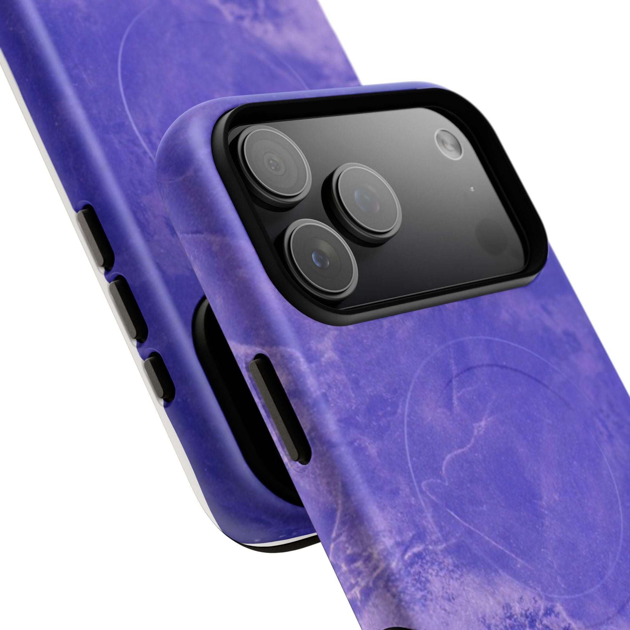 Magnetic iphone case in Blue abstract design with dual layers for toughness and compatible with MagSafe Accessories