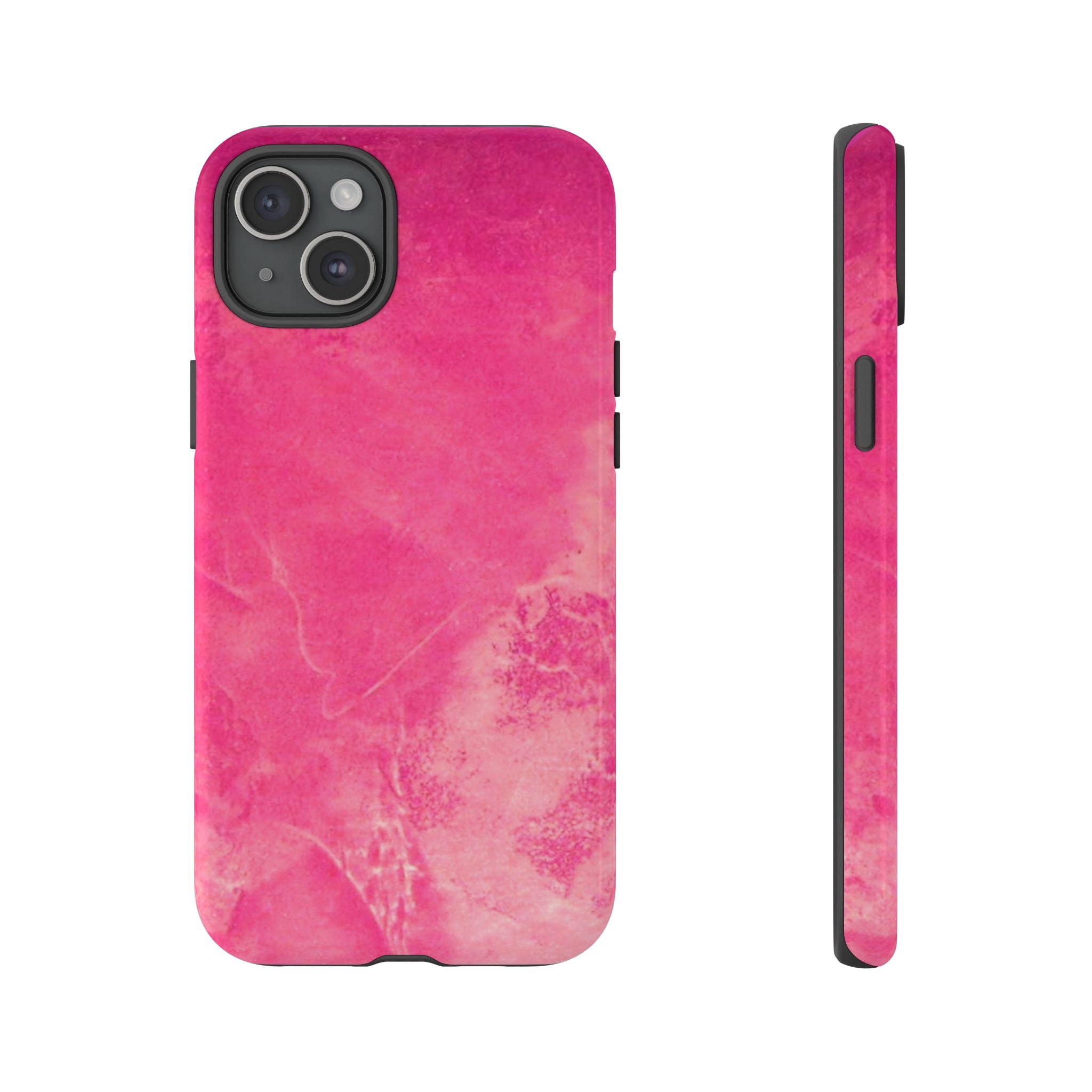 phone case in glossy or matte Hot Pink Marble Design with UV and impact resistance protection
