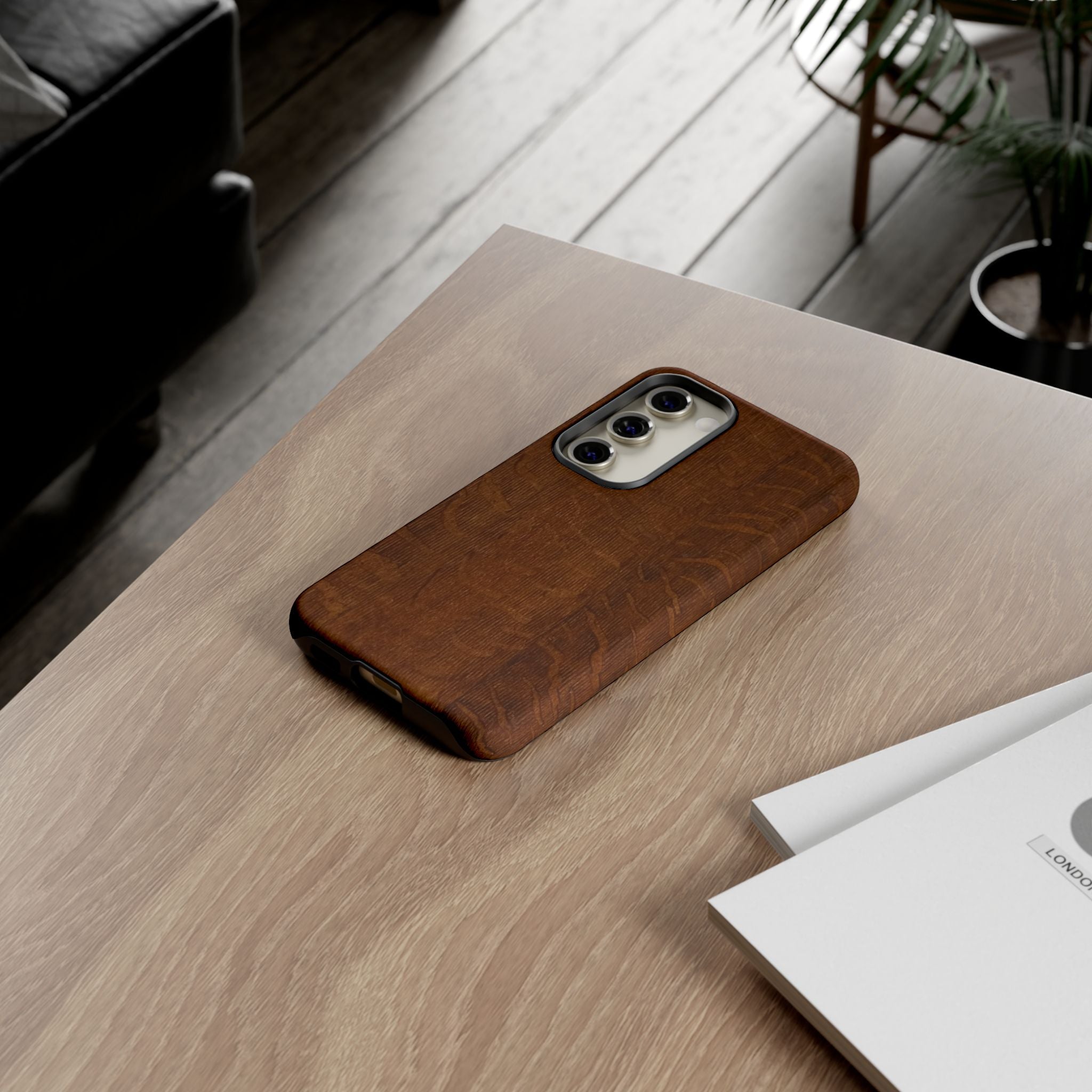 Phone case with 3D Wrap Unique Wood Grain Design - Tough and Durable in Glossy or Matte finish