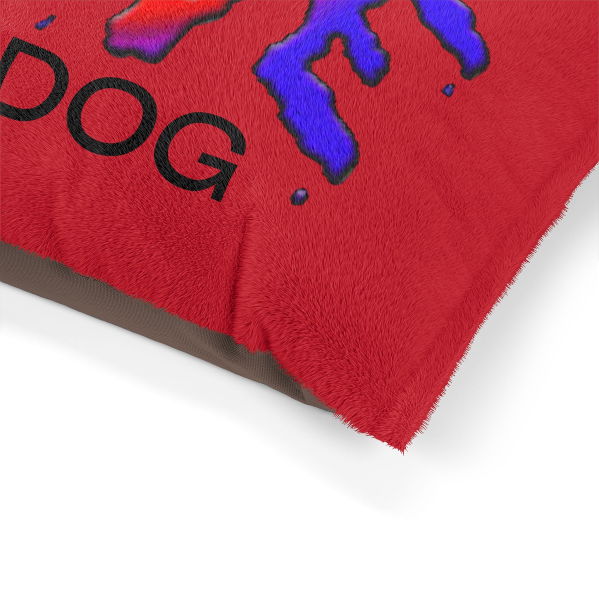 Vibrant Red Dog Bed - Comfy with LOVE Art Design by Studio Blitz