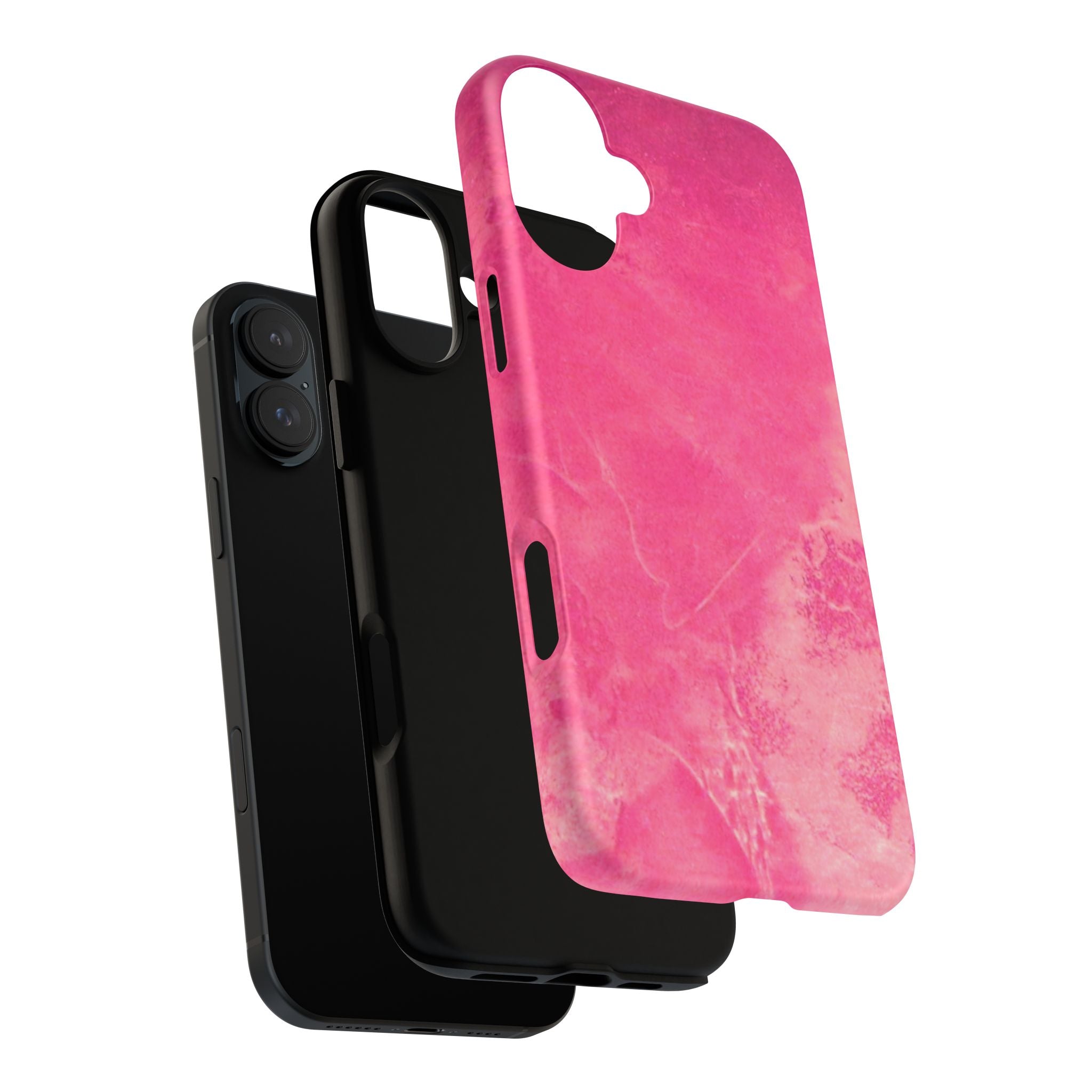 phone case in glossy or matte Hot Pink Marble Design with UV and impact resistance protection