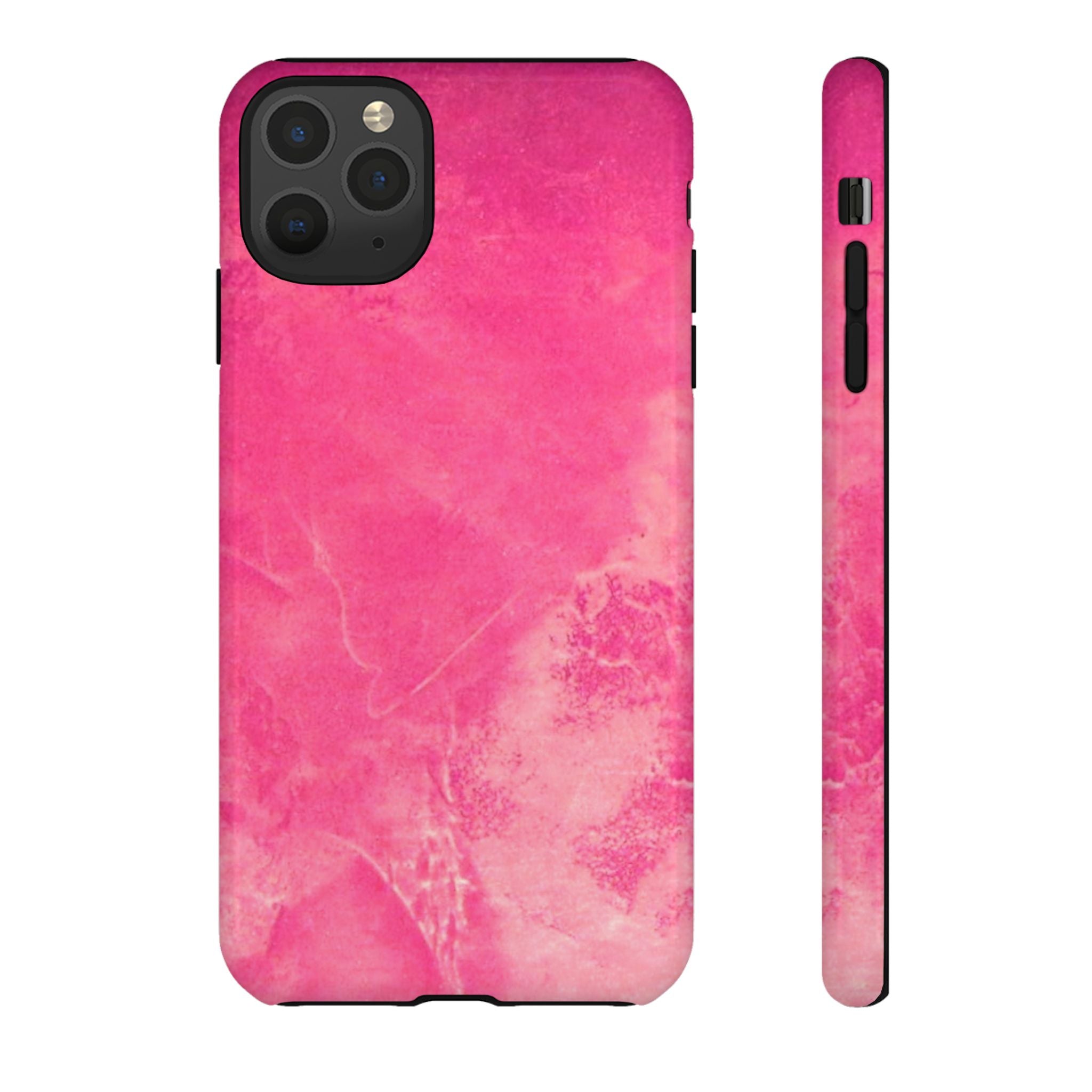 phone case in glossy or matte Hot Pink Marble Design with UV and impact resistance protection