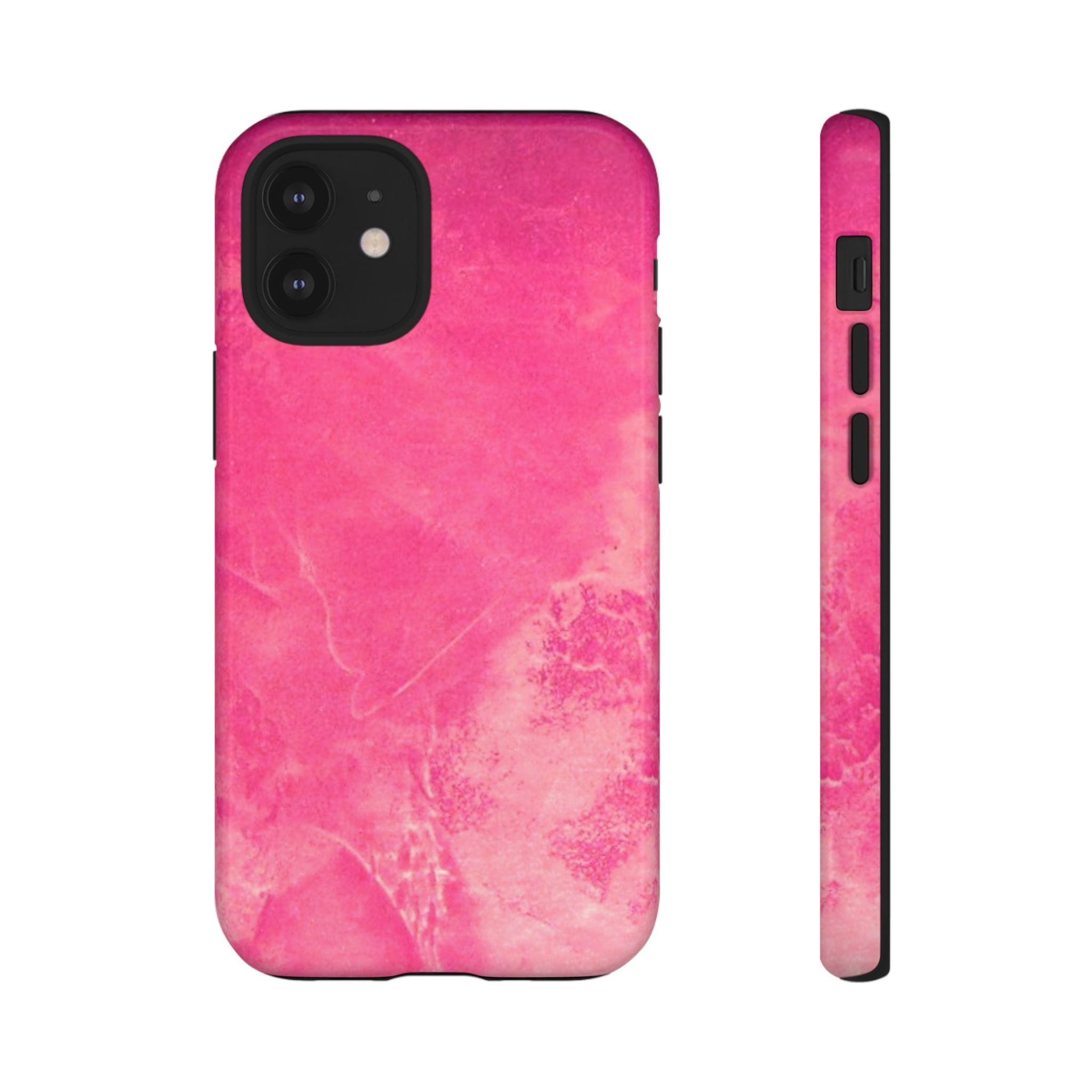 phone case in glossy or matte Hot Pink Marble Design with UV and impact resistance protection
