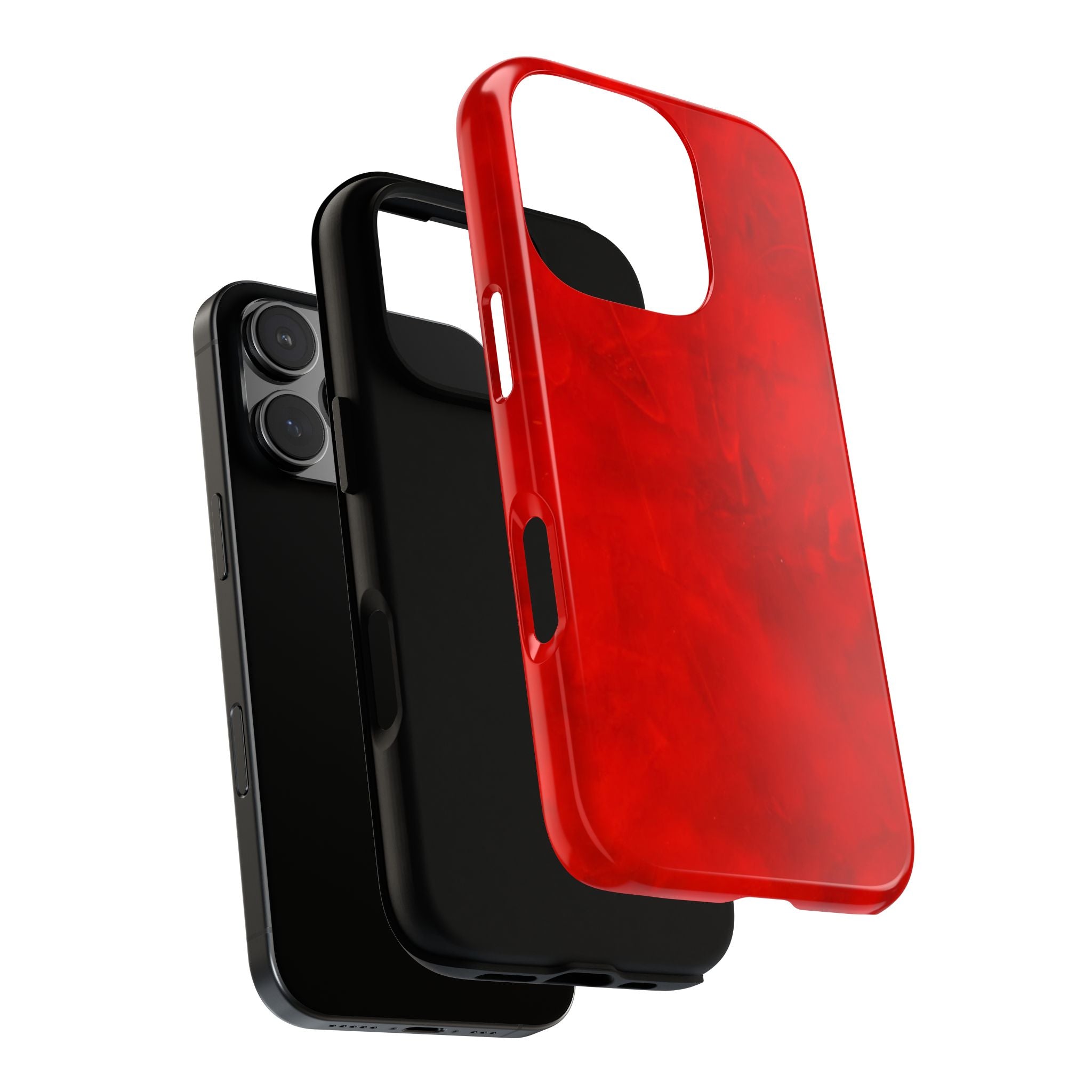 Phone Case in Hot Red Leather-like Design with Dual Layer for Shock Impact and UV Protection