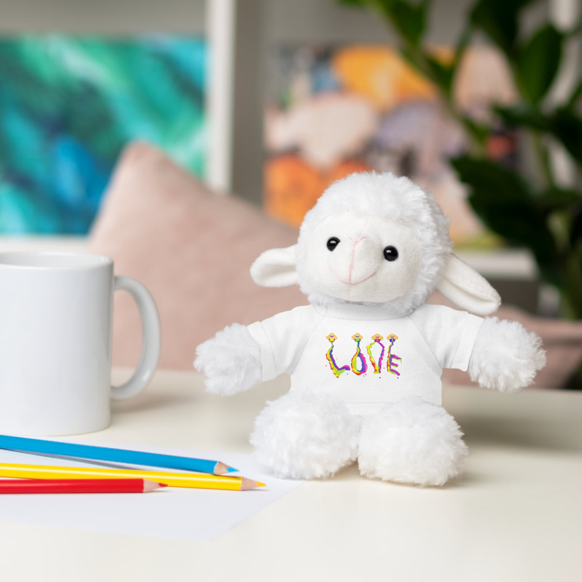 Loveable Stuffed Animals with a Love Graphic Tee