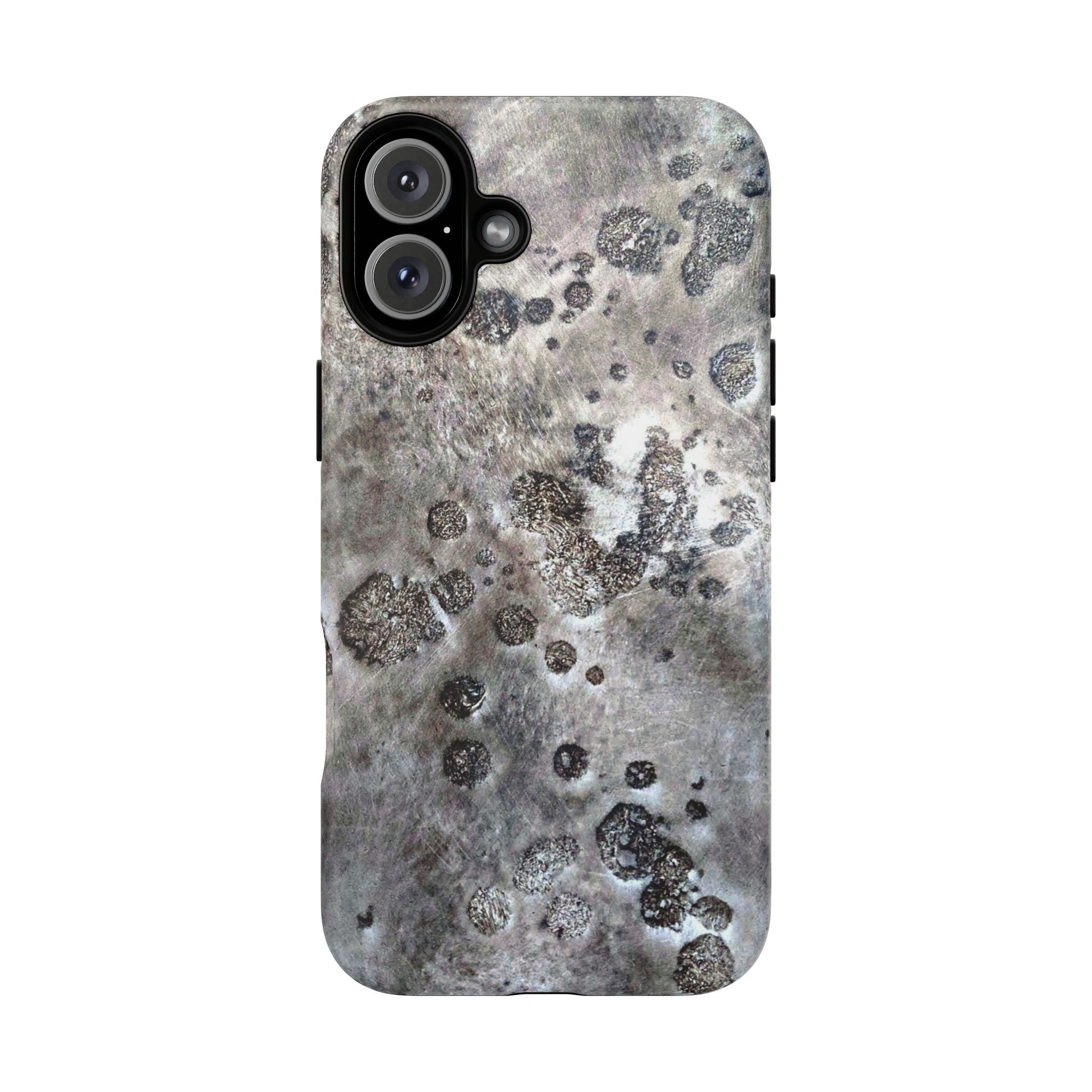 Magnetic iphone case with a Lunar Moon Rock Design is as tough as it looks with 2 layer shell compatible with MagSafe Accessories