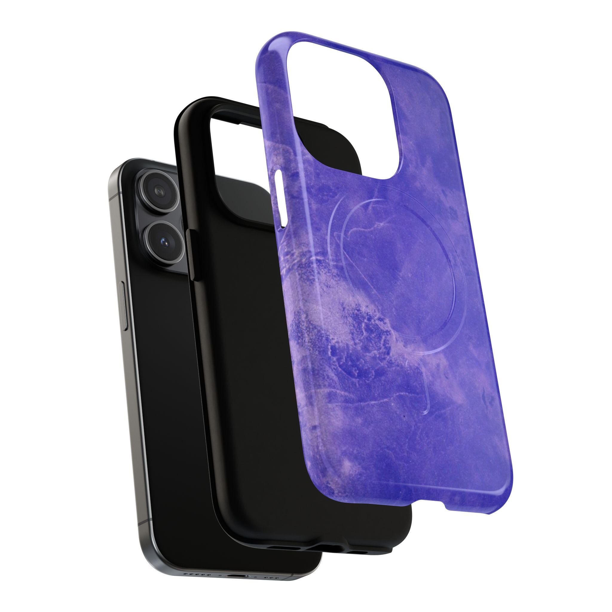 Magnetic iphone case in Blue abstract design with dual layers for toughness and compatible with MagSafe Accessories
