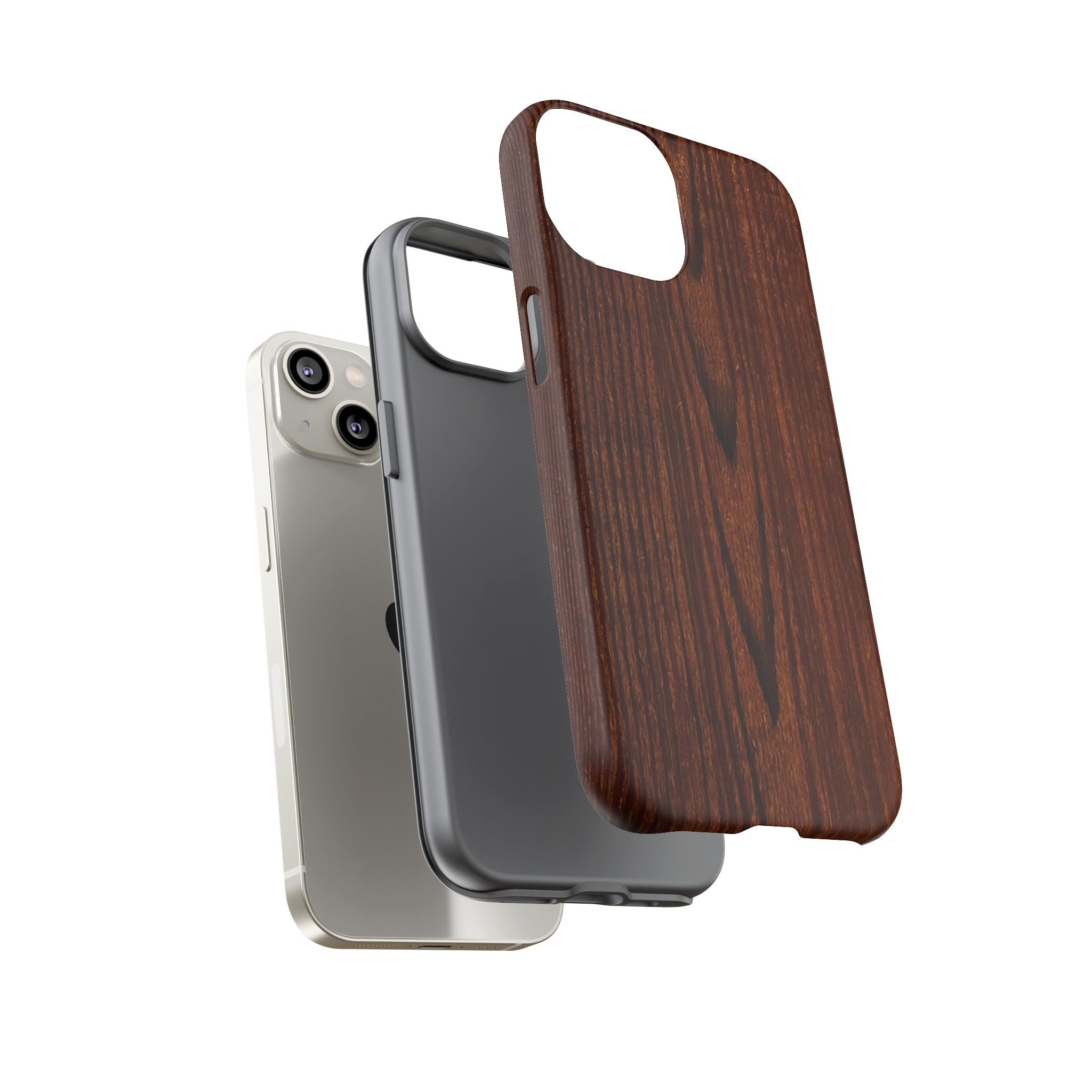 Phone Case in Fine Wood Grain Design with rustic, rugged good looks with toughness and durability for UV and impact resistance protection