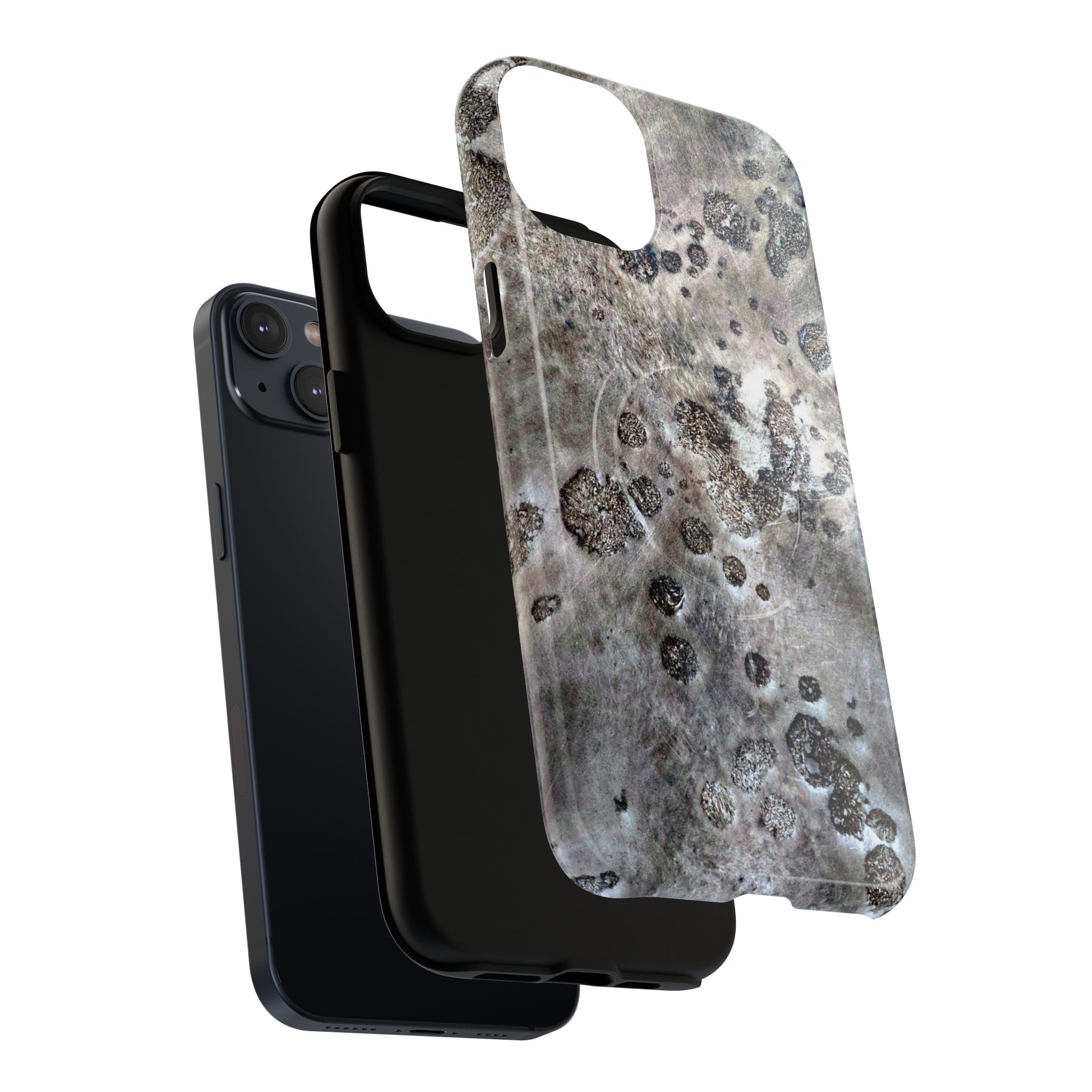 Magnetic iphone case with a Lunar Moon Rock Design is as tough as it looks with 2 layer shell compatible with MagSafe Accessories