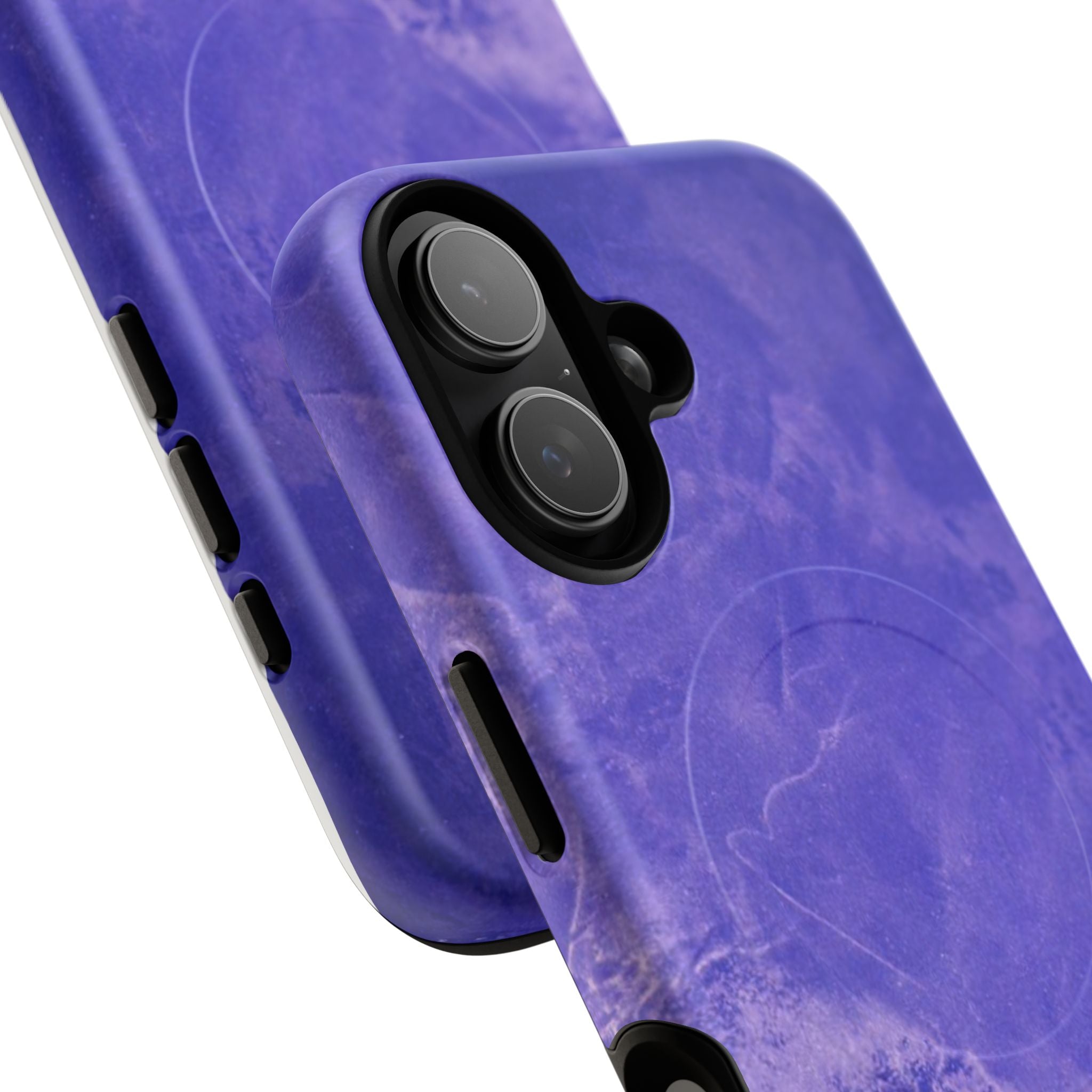 Magnetic iphone case in Blue abstract design with dual layers for toughness and compatible with MagSafe Accessories