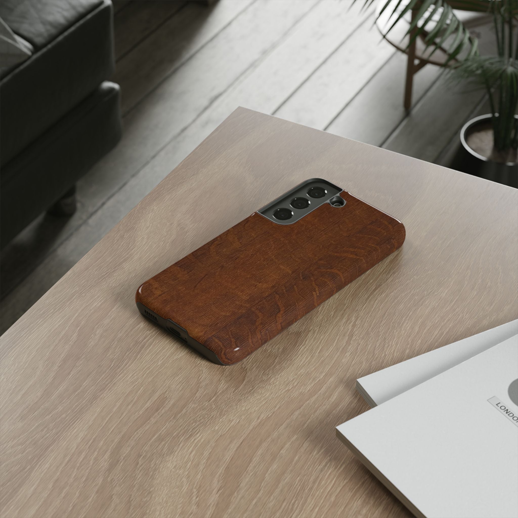 Phone case with 3D Wrap Unique Wood Grain Design - Tough and Durable in Glossy or Matte finish
