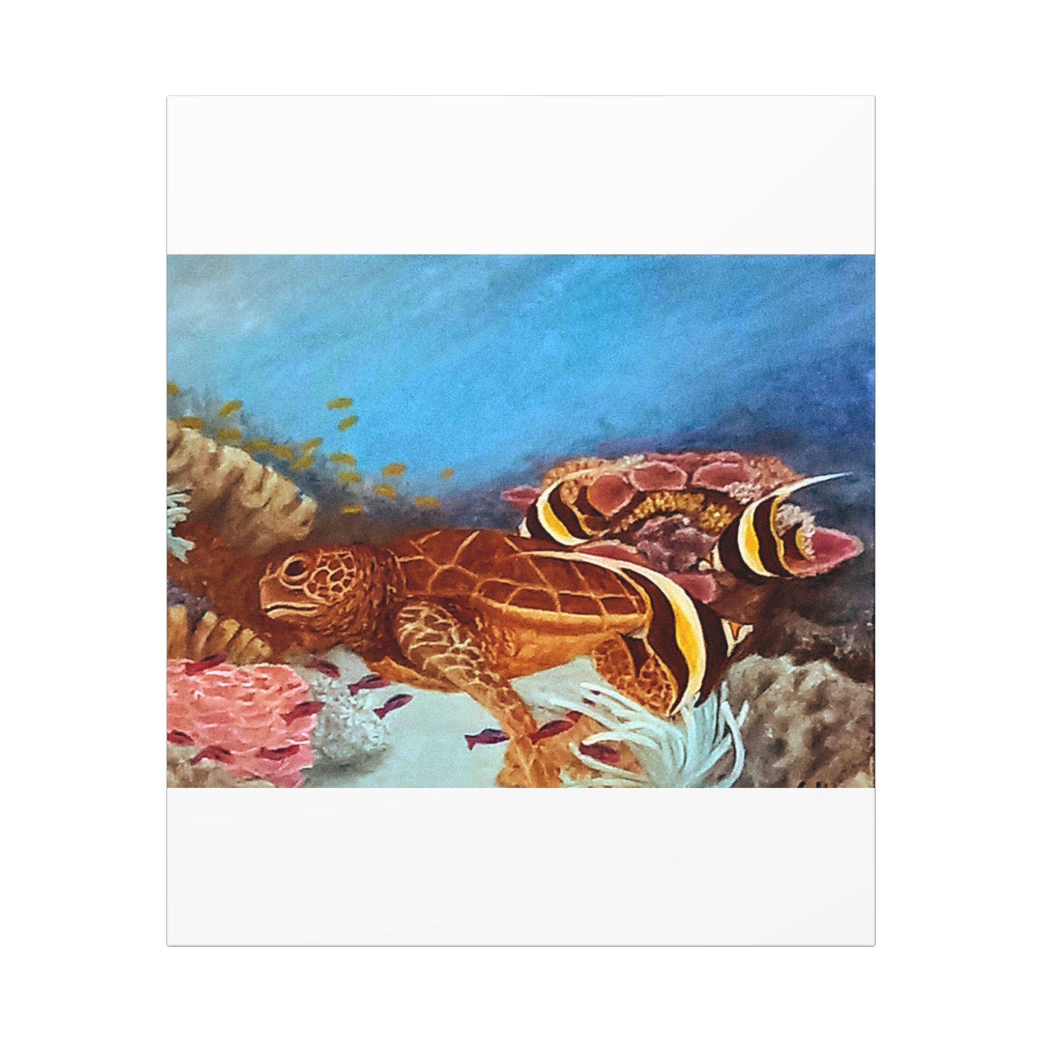 Canvas Print Art Wrap — Tropical Reef Sea Turtle Wall Decor for Turtle Lovers painted by Studio Blitz