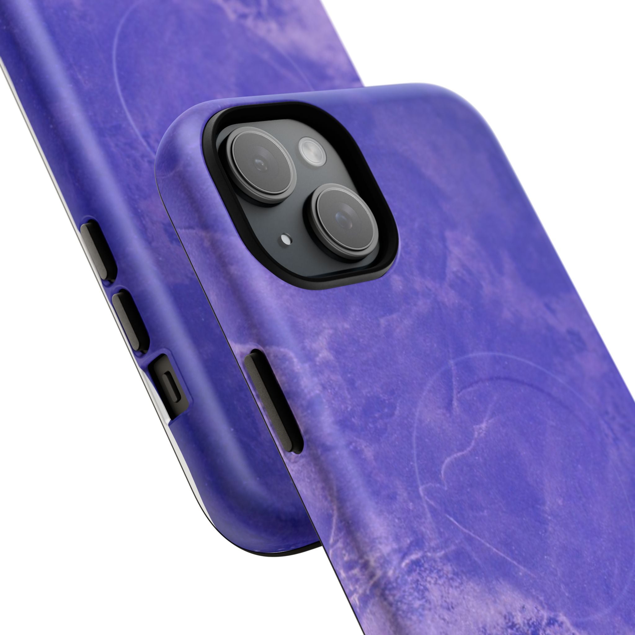 Magnetic iphone case in Blue abstract design with dual layers for toughness and compatible with MagSafe Accessories