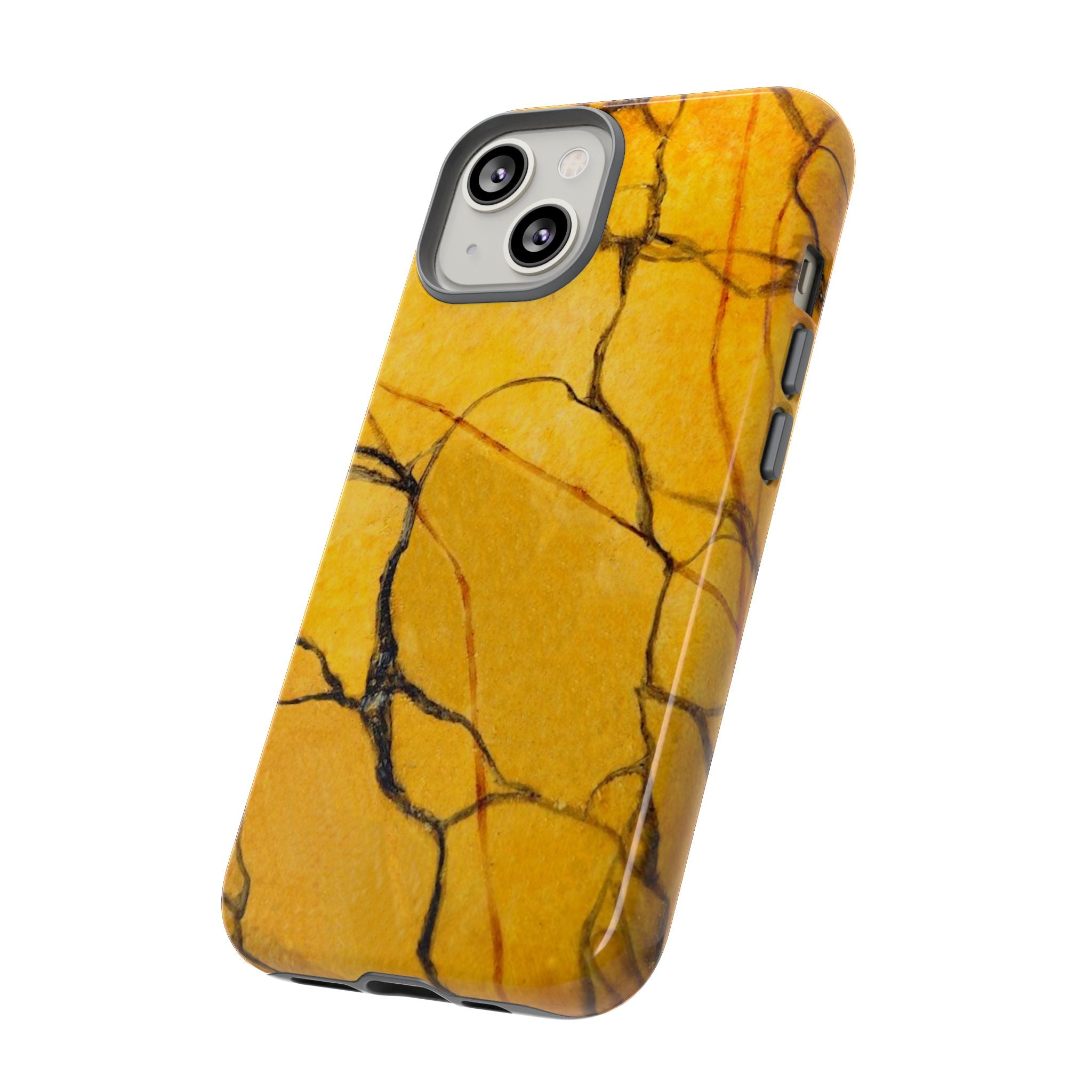 phone case in eye catching gold marble design in glossy or matte finish with silicone lining and hard shell for impact and UV resistance