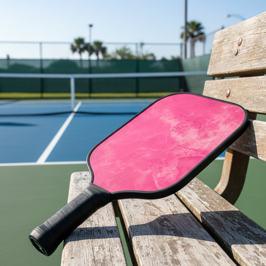 Hot Pink abstract design paddle with black handle