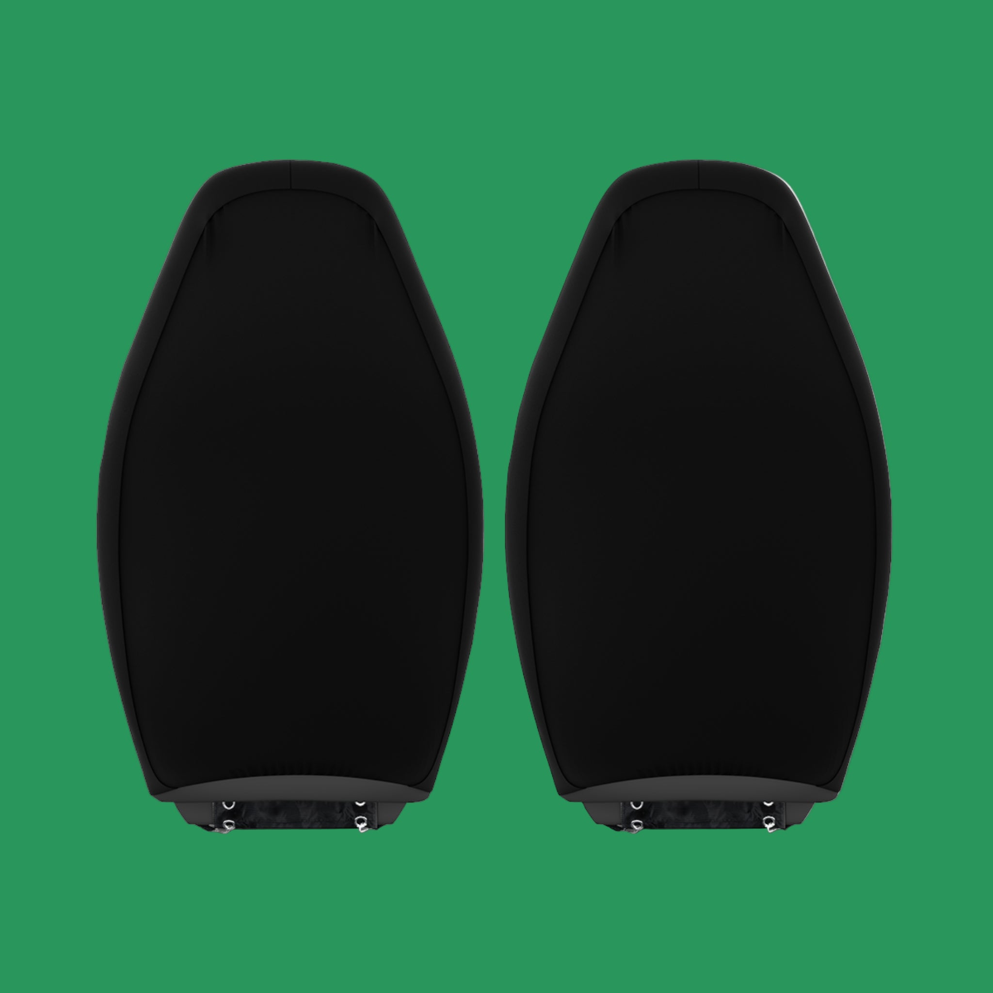 Pair of back of car seat covers on a green background
