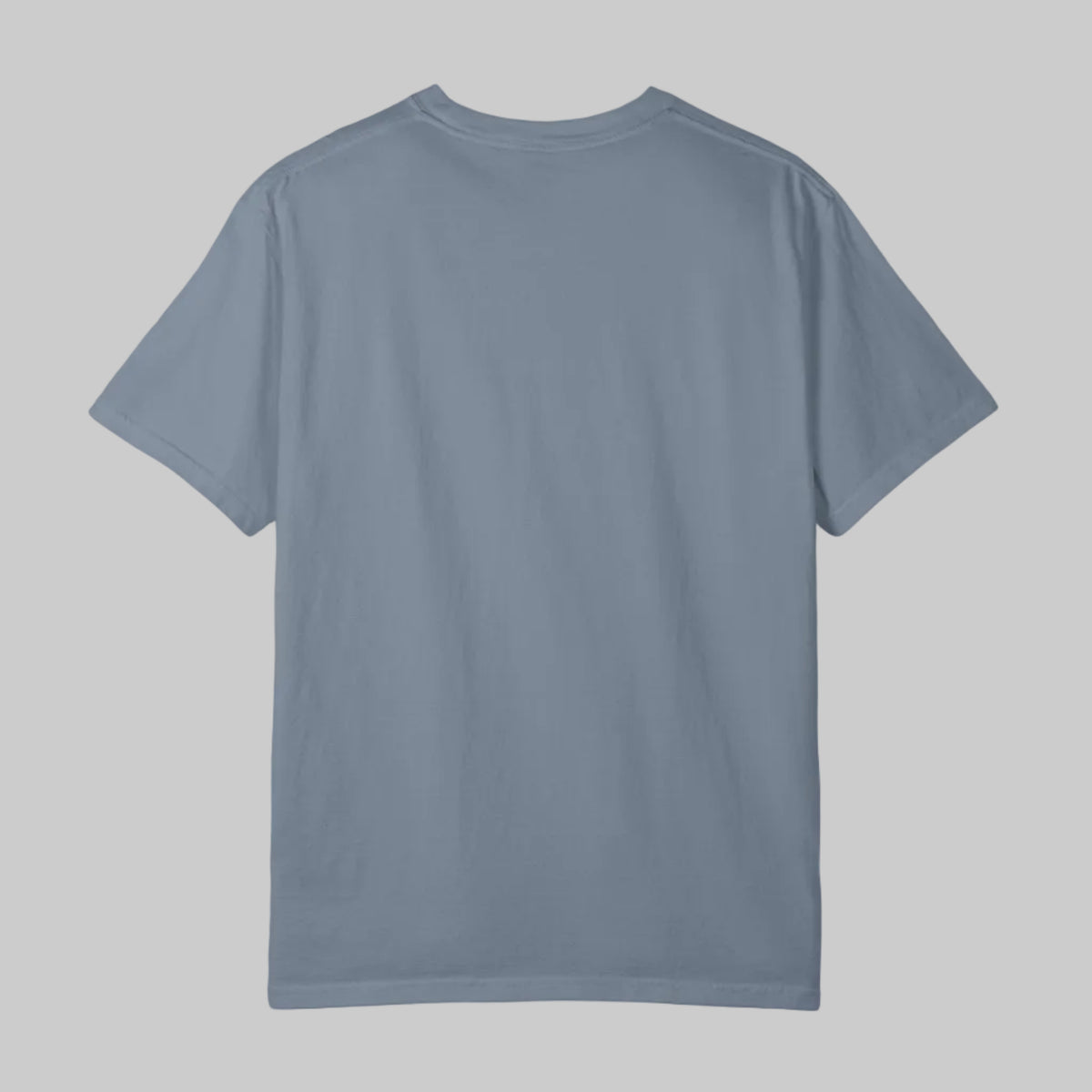 blue jean unisex T-shirt shown from rear