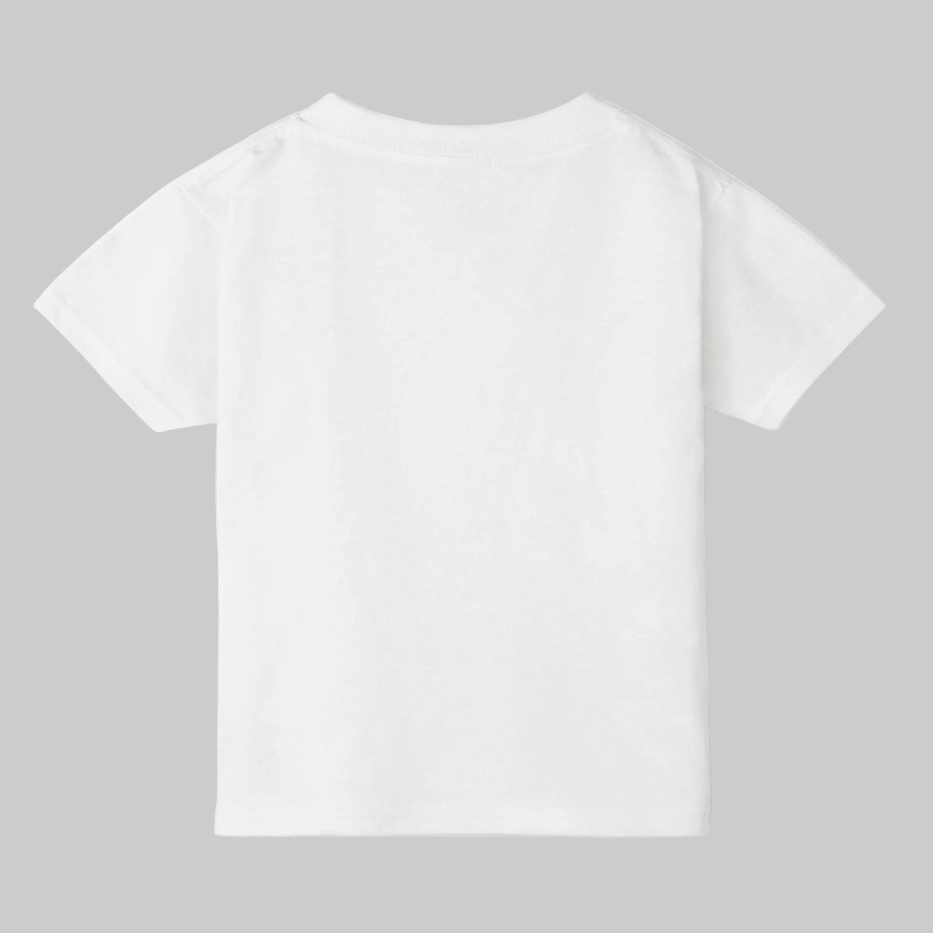view of back of toddler's T shirt in medium weight