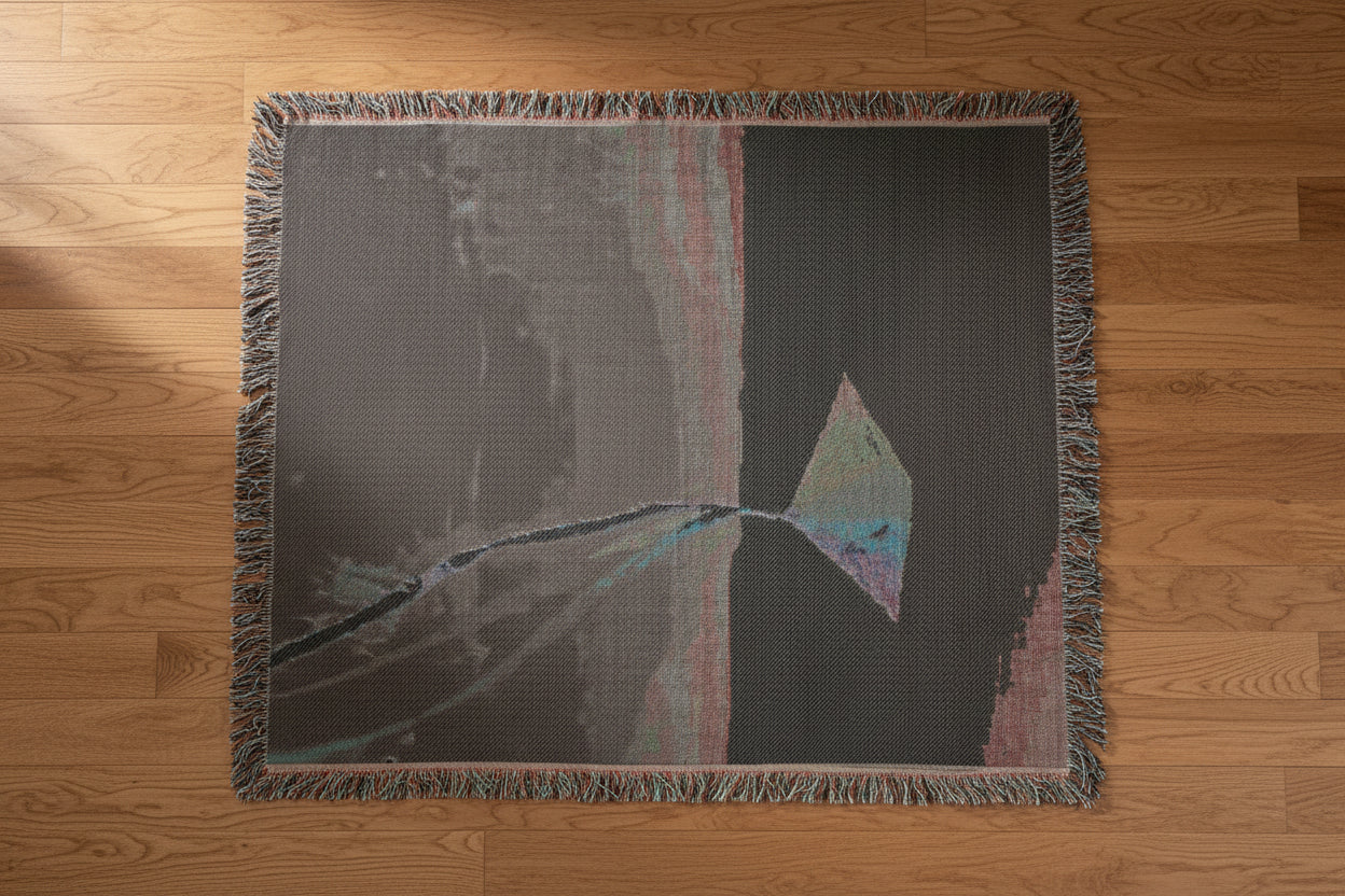 Textured blanket with abstract design on a white background