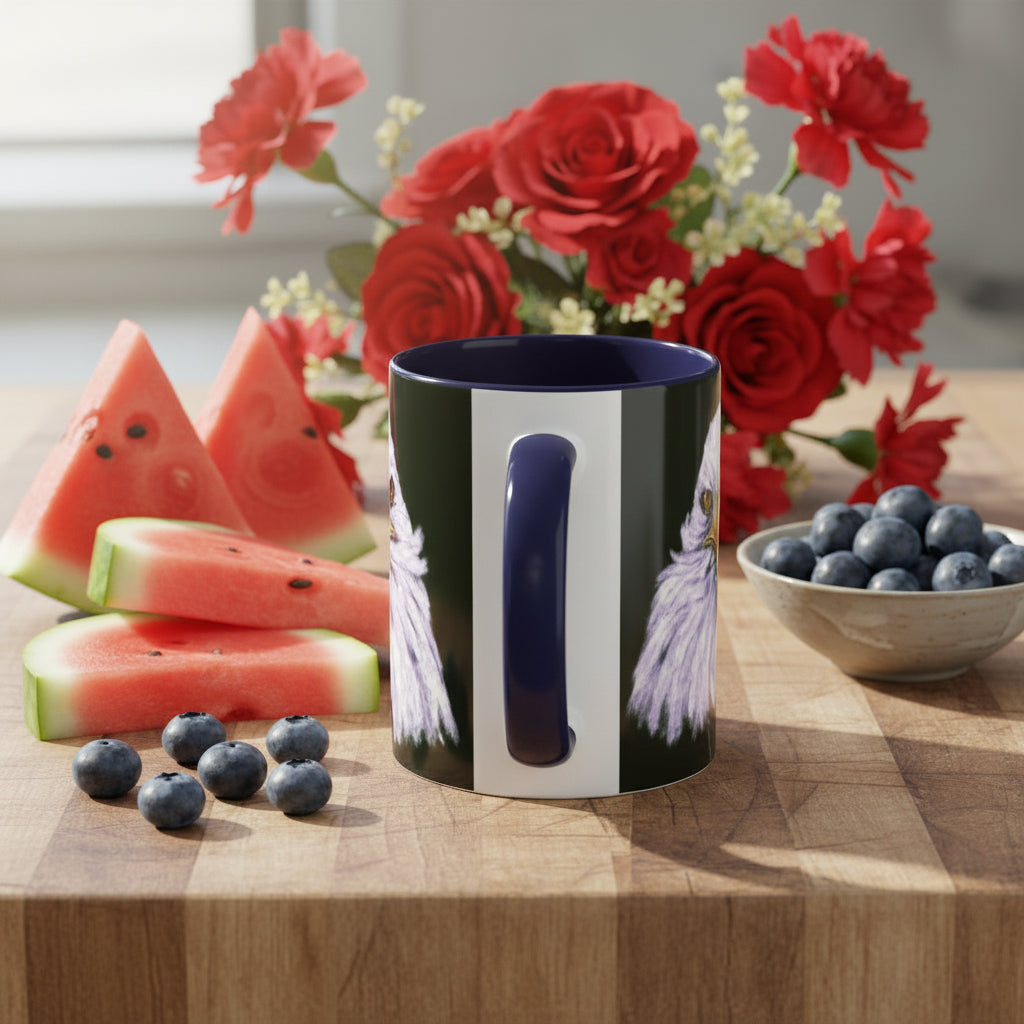 Mug with a C Handle for comfort in NAVY accent...11 and 15oz