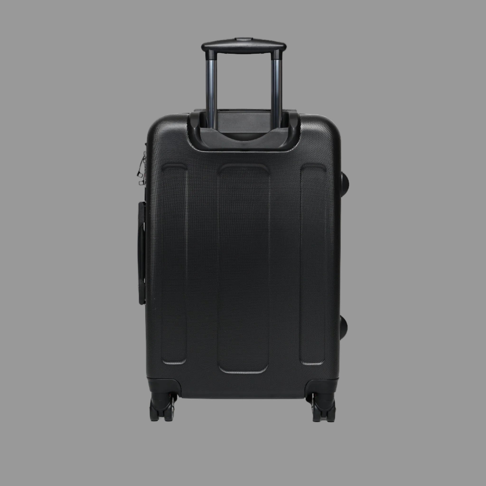 Black back of marble design suitcase made of 100 percent polycarbonate and super durable