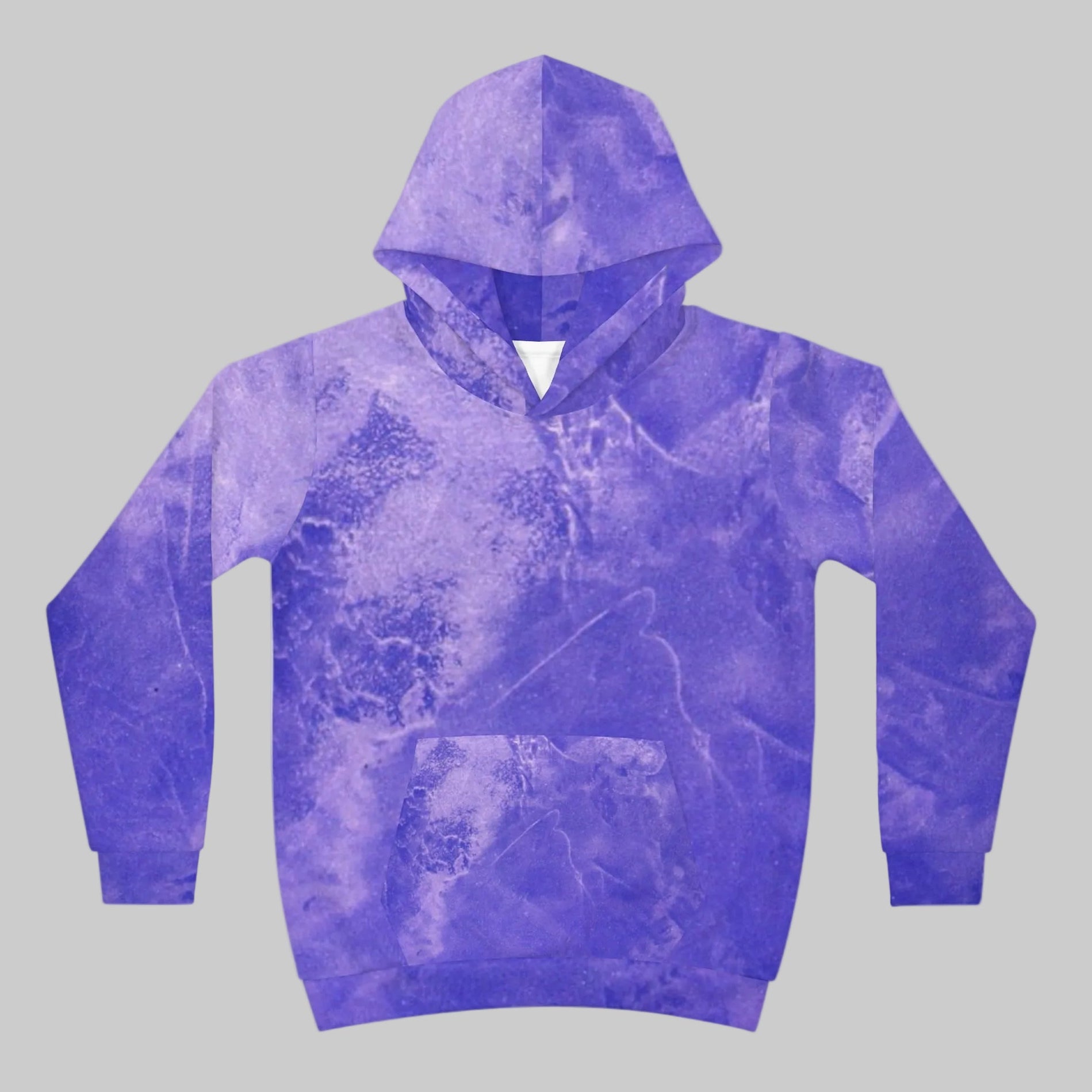 Child's hoodie snug and warm in unique blue abstract art with kangaroo pocket 2XS-XL