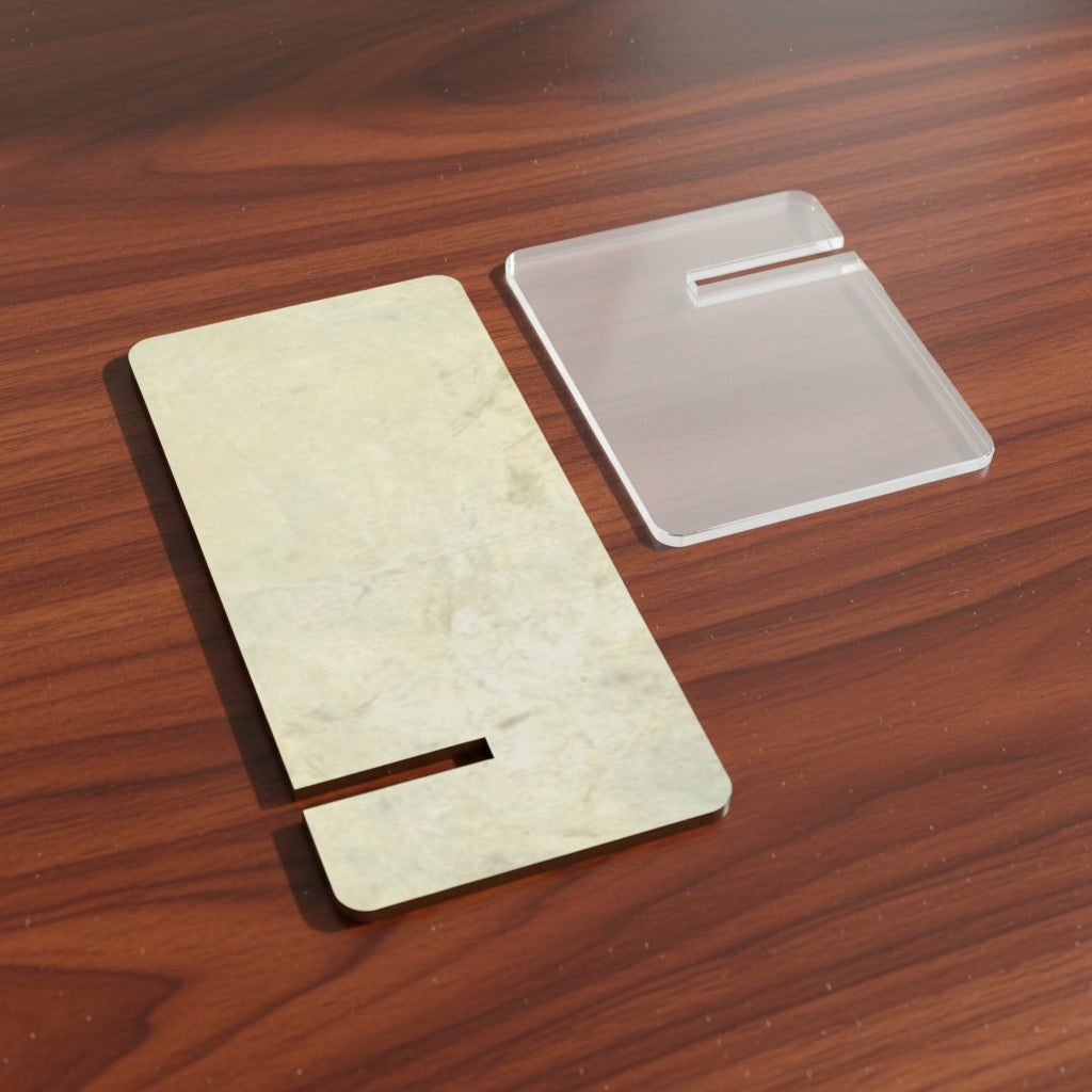 Rectangular smart phone stand disassembled with marble pattern and easy to assemble
