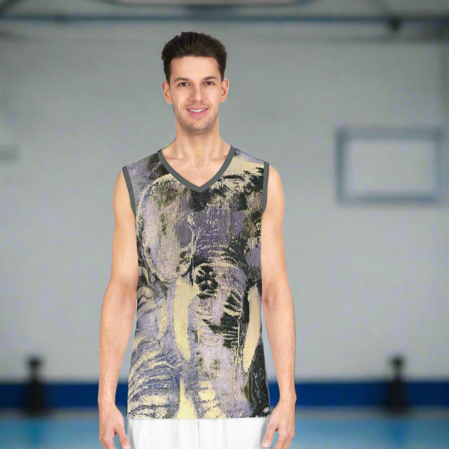 Basketball Jersey in abstract jungle art will make them go wild on the basketball court