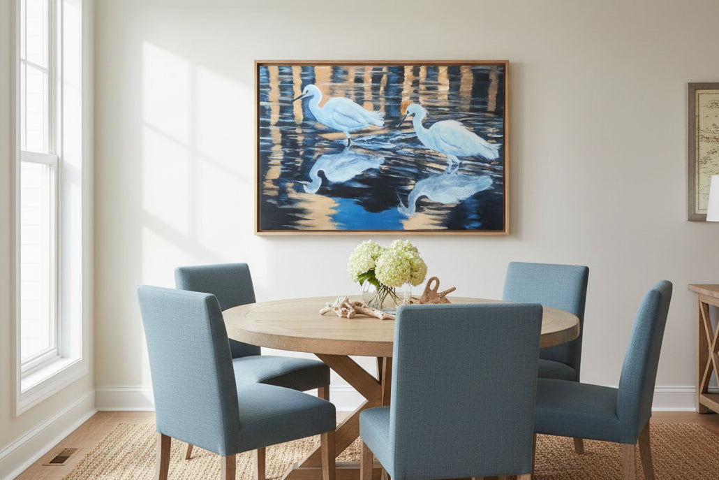 Canvas Print of 'Golden Reflections' with premium ink and hangings in 3 sizes - exudes peace in any room