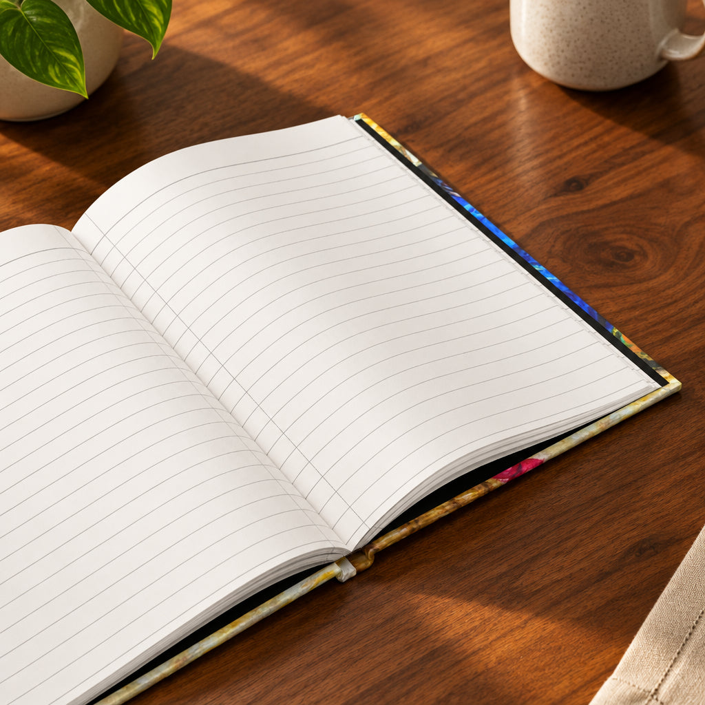 An open lined journal with 150 white lined pages