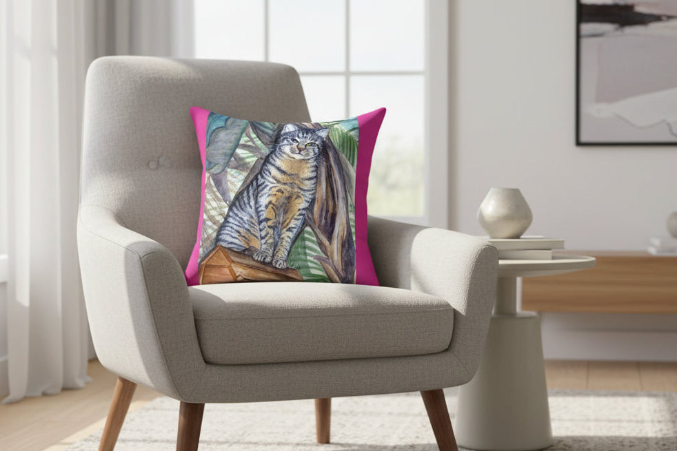 Decorative Accent throw pillow with a cat design in 5 sizes